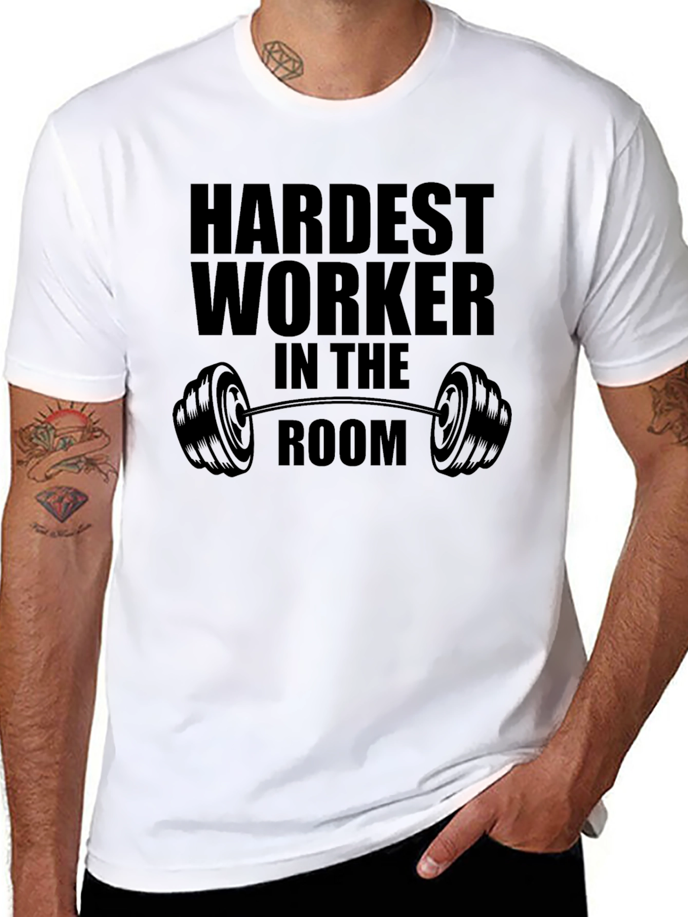 Black Hardest Worker In The Room Black T-Shirt view 8