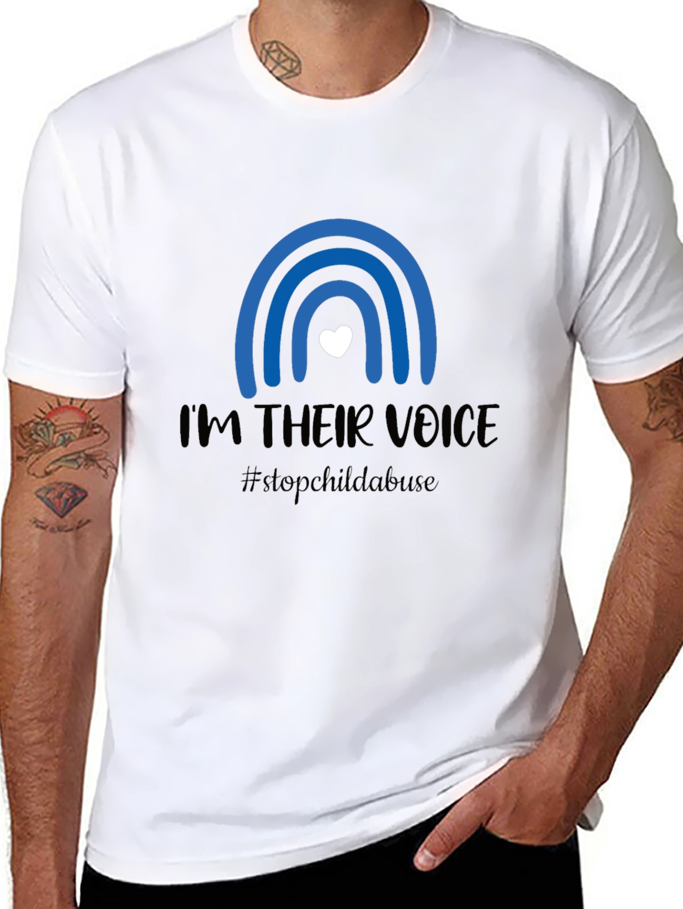 Black I'm Their Voice Stop Child Abuse T-Shirt view 8