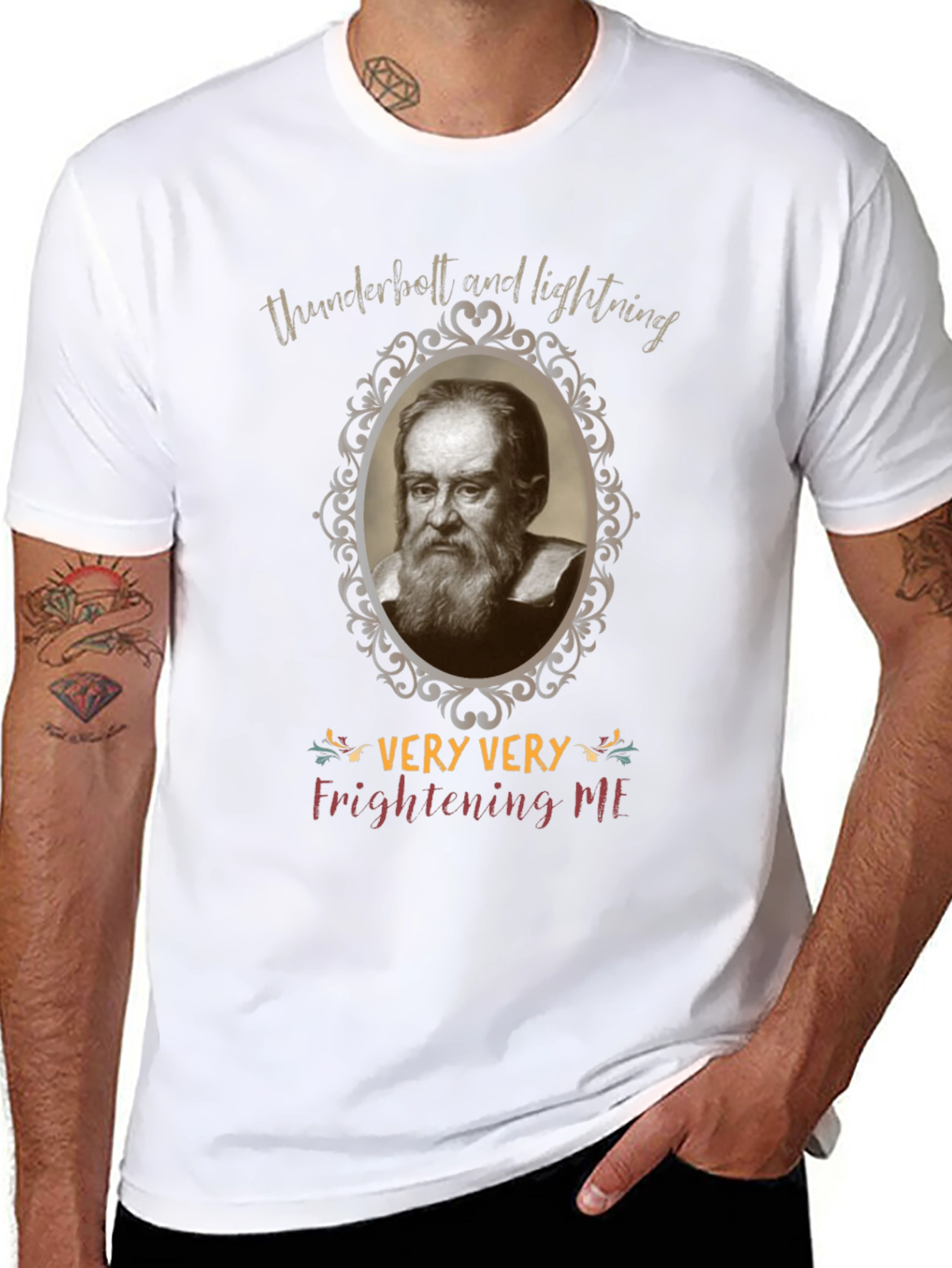 Black Funny Galileo Galilei Very Very Frightening Me T-Shirt view 8