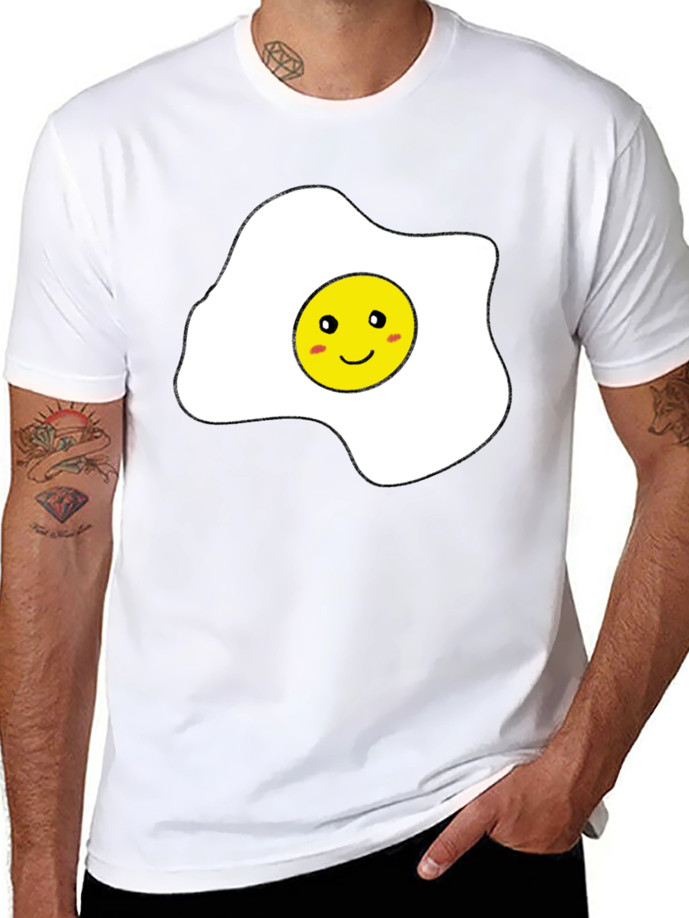 Black Funny Sunny Side Up Egg Graphic T-Shirt view 8