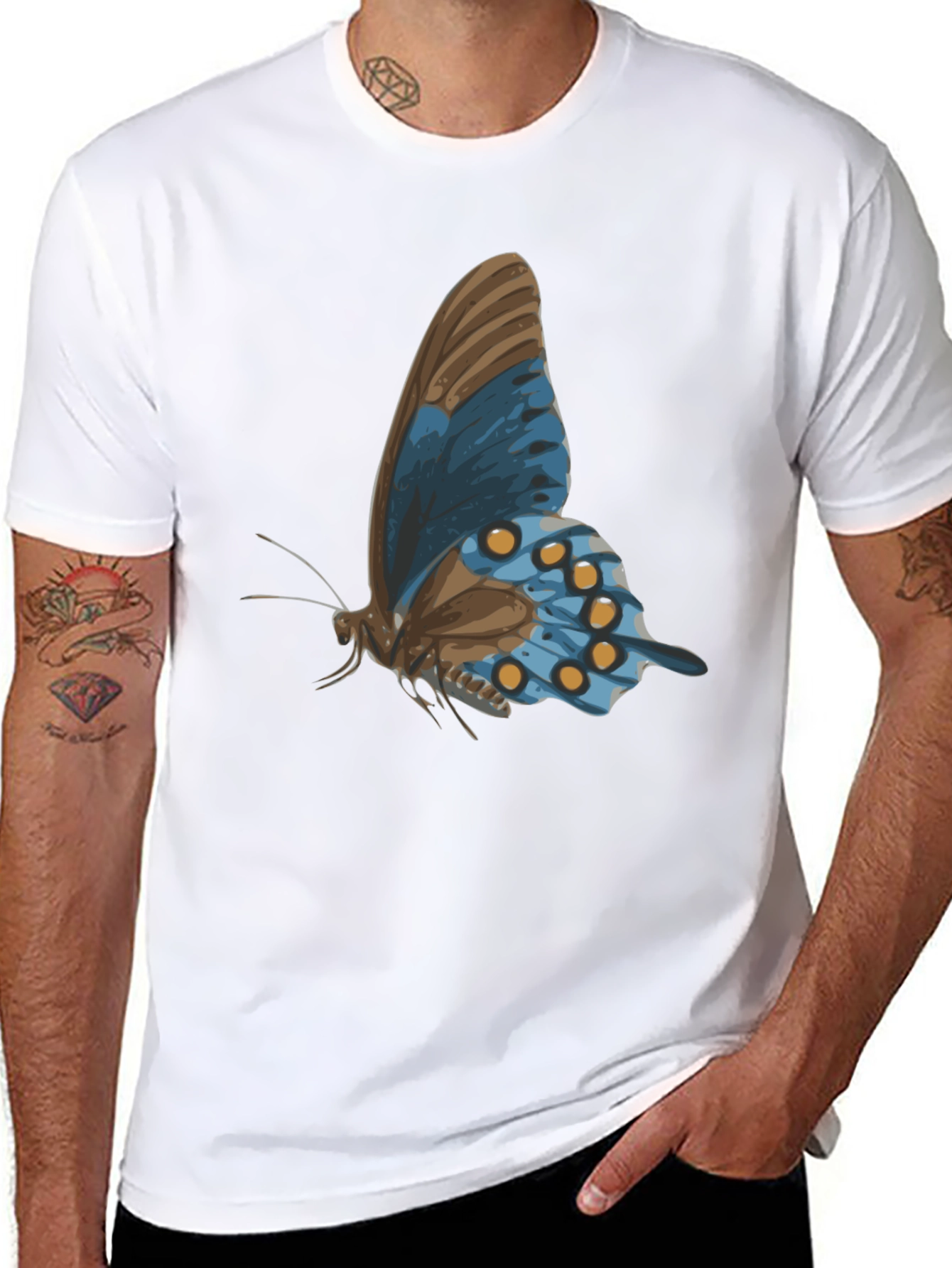 Black Butterfly Graphic Tee - Stylish Men's Black T-Shirt view 8
