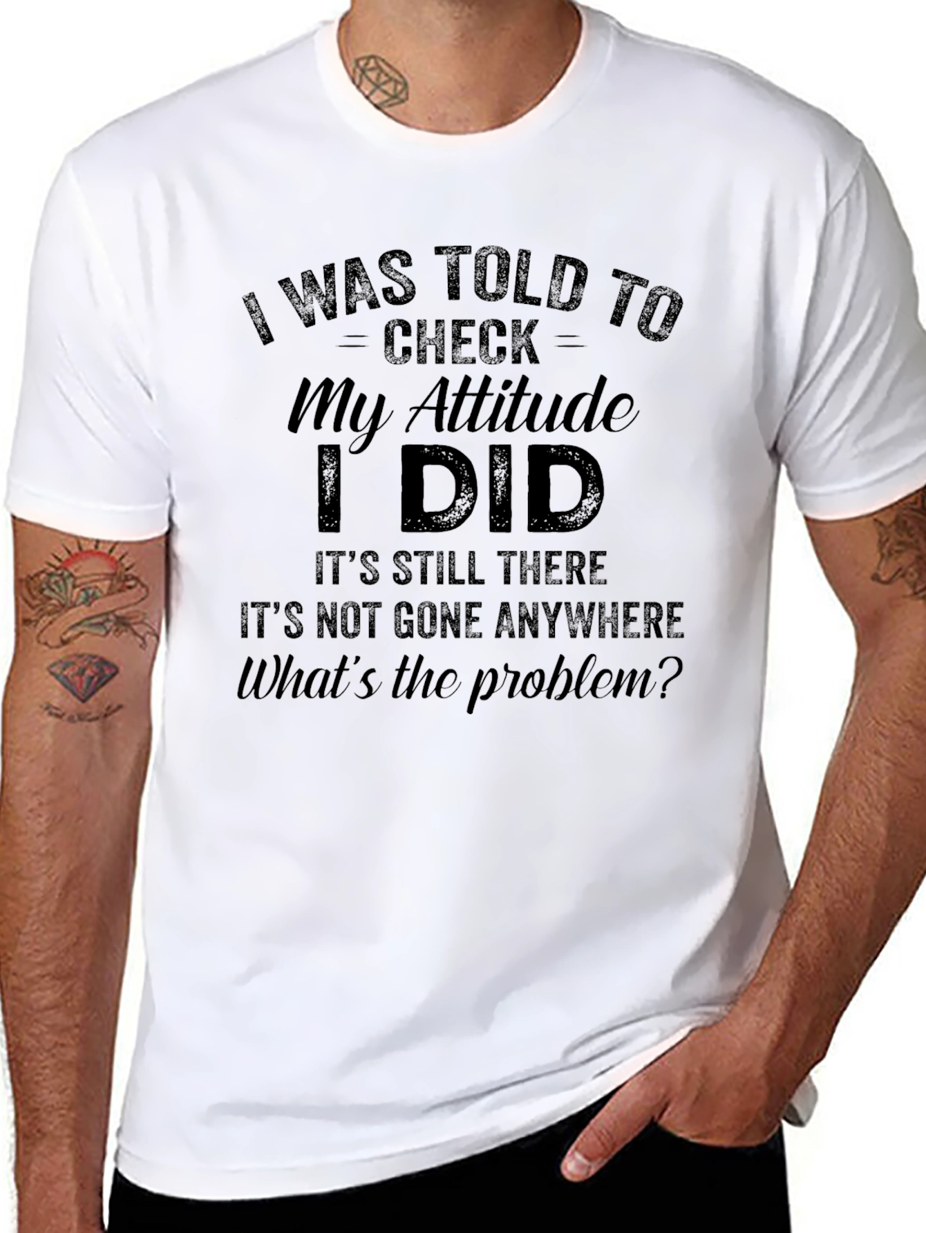 Black Funny Attitude Check T-Shirt view 8