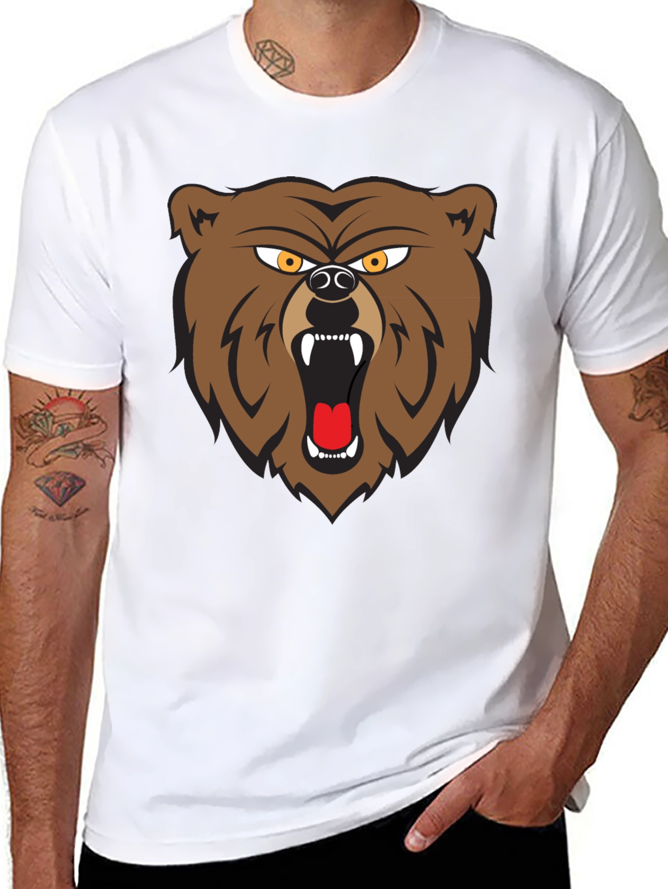 Black Bear Graphic Tee - Black Cotton T-Shirt view 8