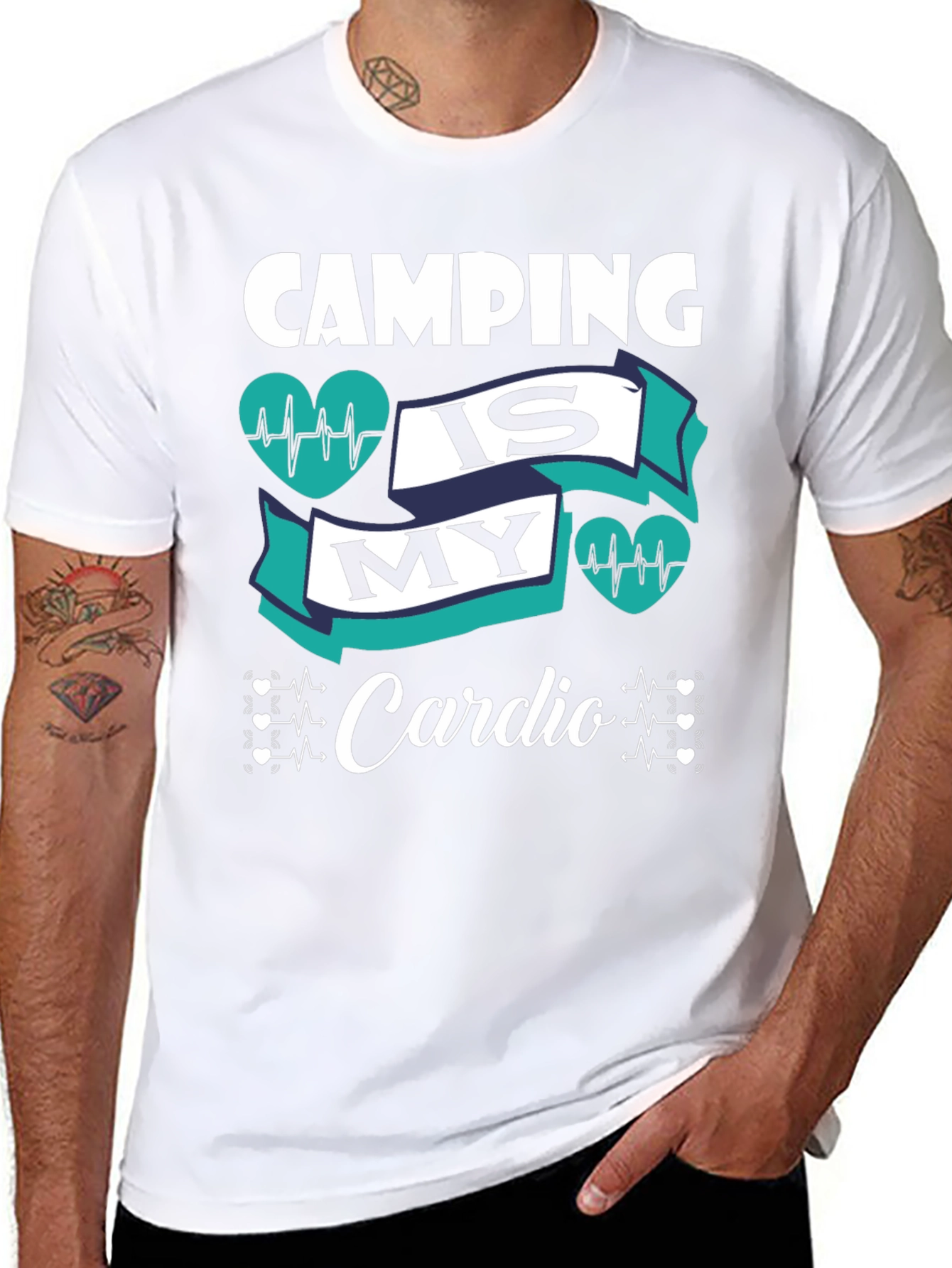 Black Camping Is My Cardio Graphic Tee - Unisex Black T-Shirt view 8