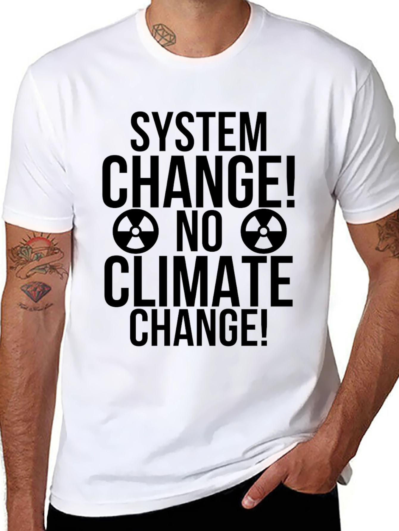 Black System Change! No Climate Change! Black T-Shirt view 8