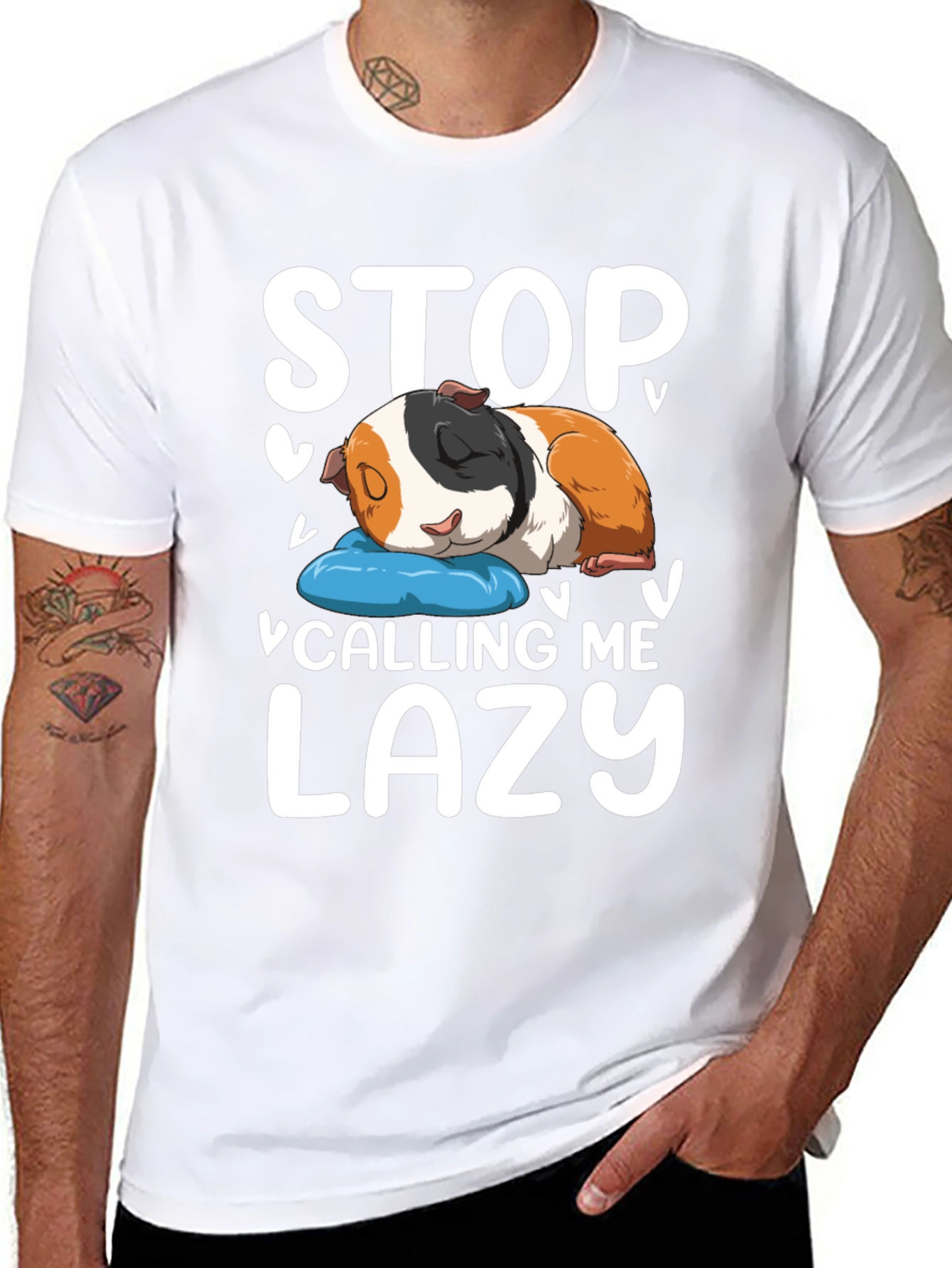 Black Stop Calling Me Lazy Guinea Pig T-Shirt view 8
