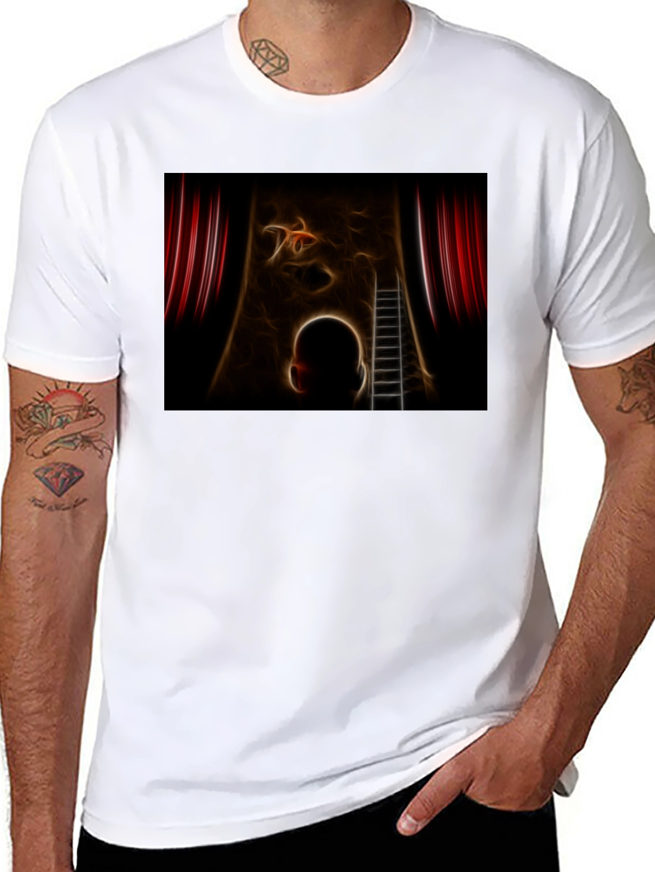 Black Artistic Dreamscape T-Shirt view 8