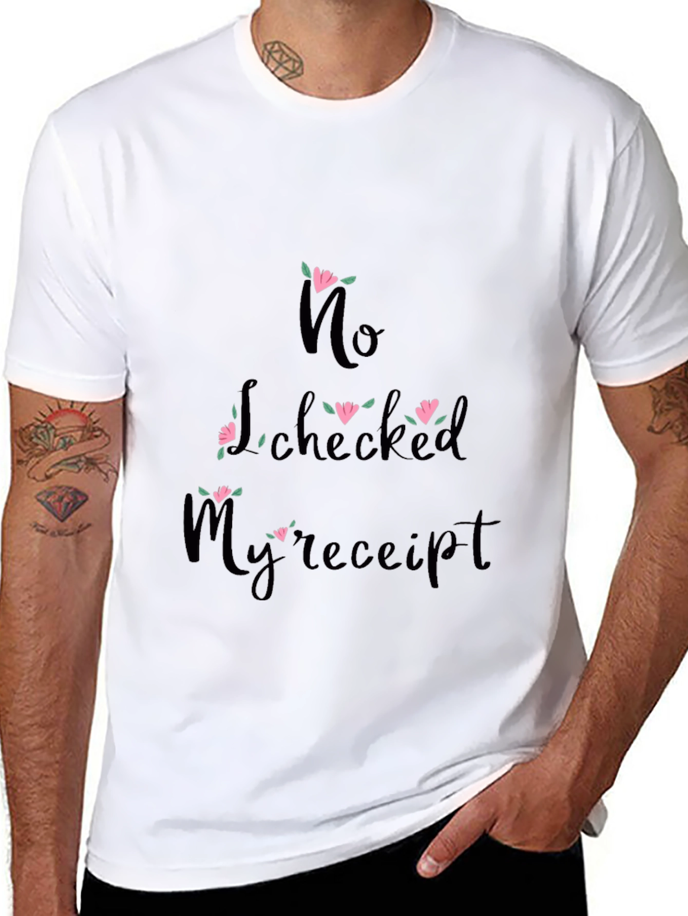 Black Funny "No, I Checked My Receipt" Graphic Tee view 8