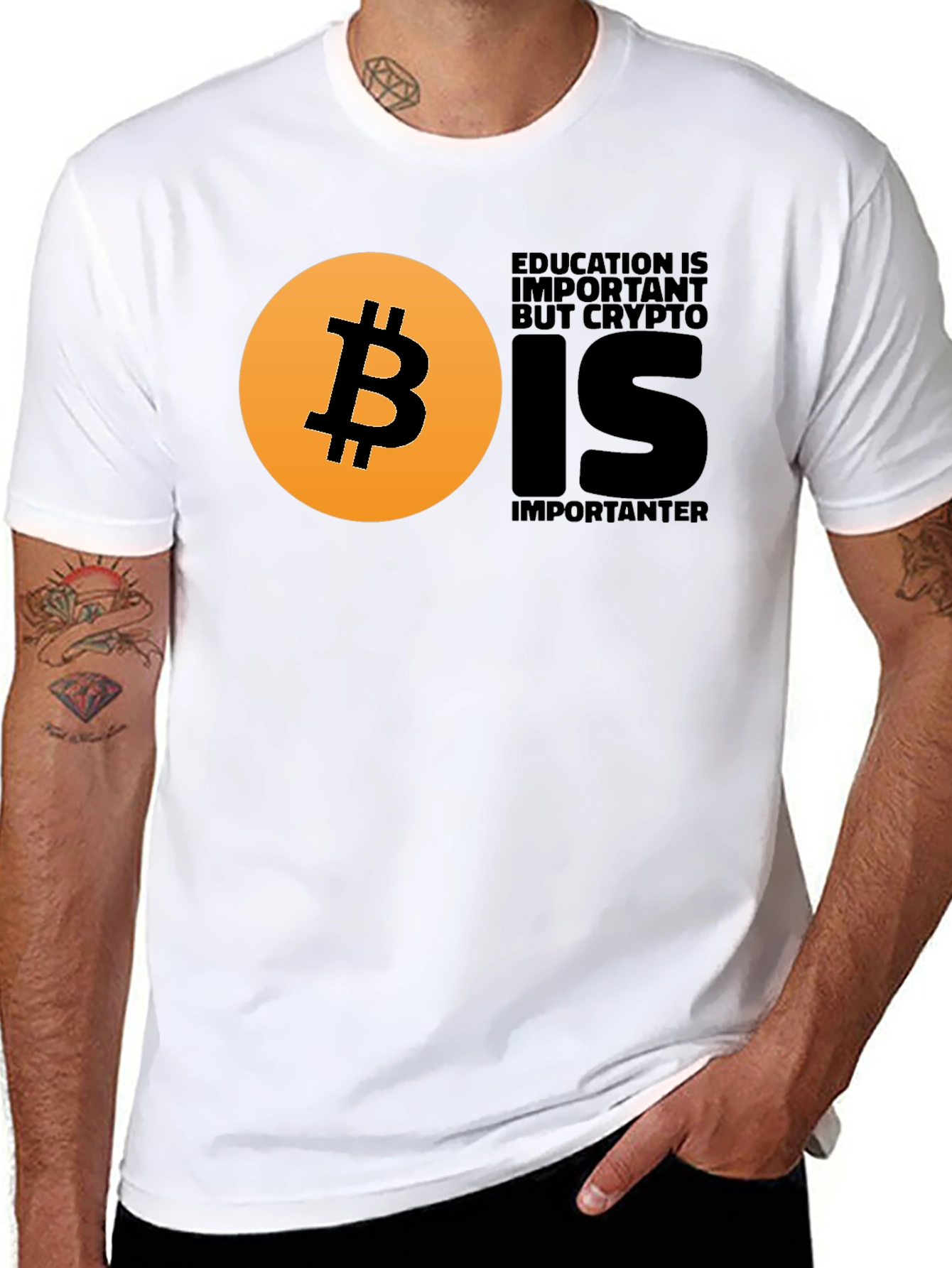 Black Crypto Education T-Shirt - Bitcoin Design view 8