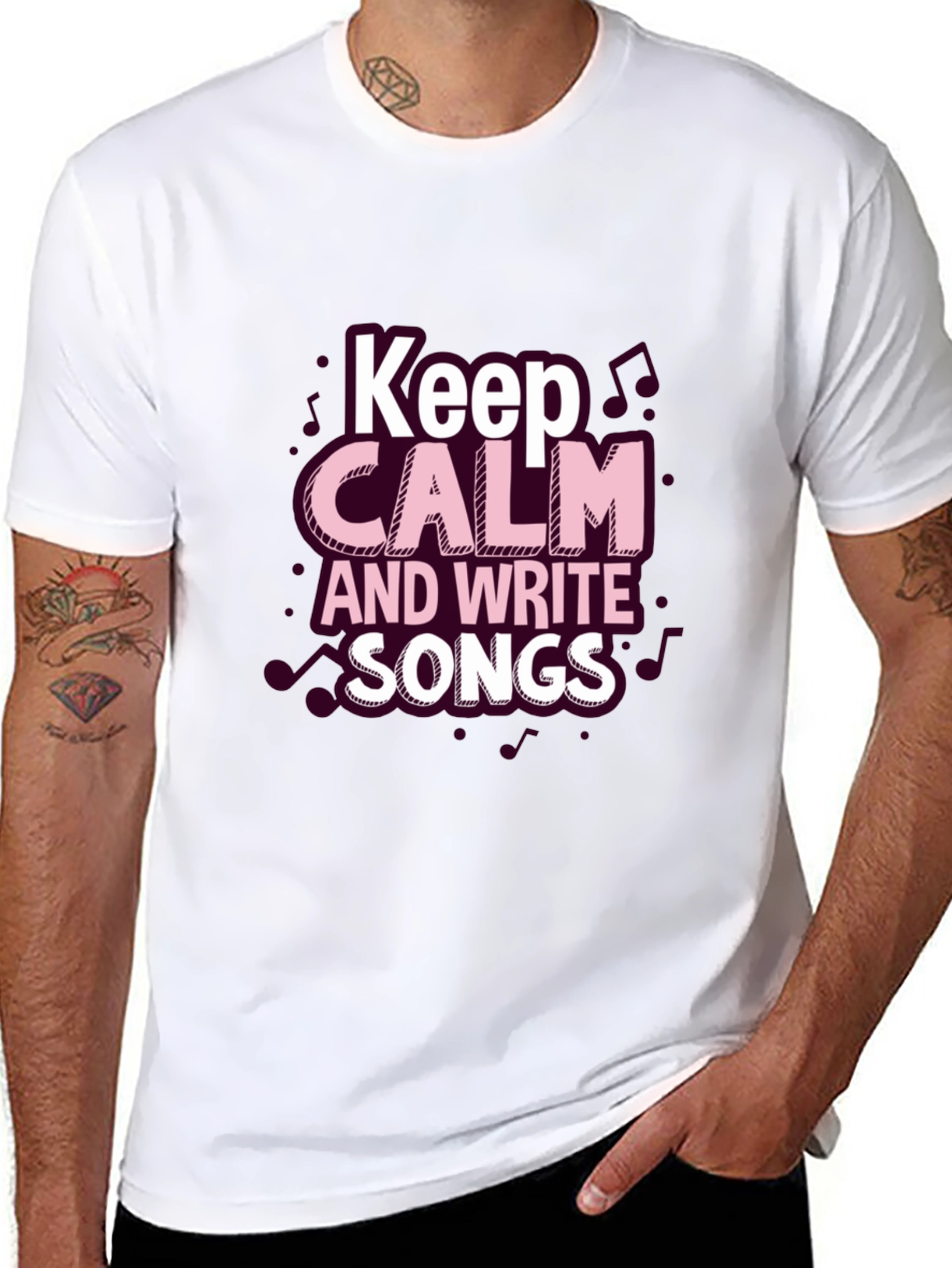 Black Keep Calm & Write Songs Black T-Shirt view 8