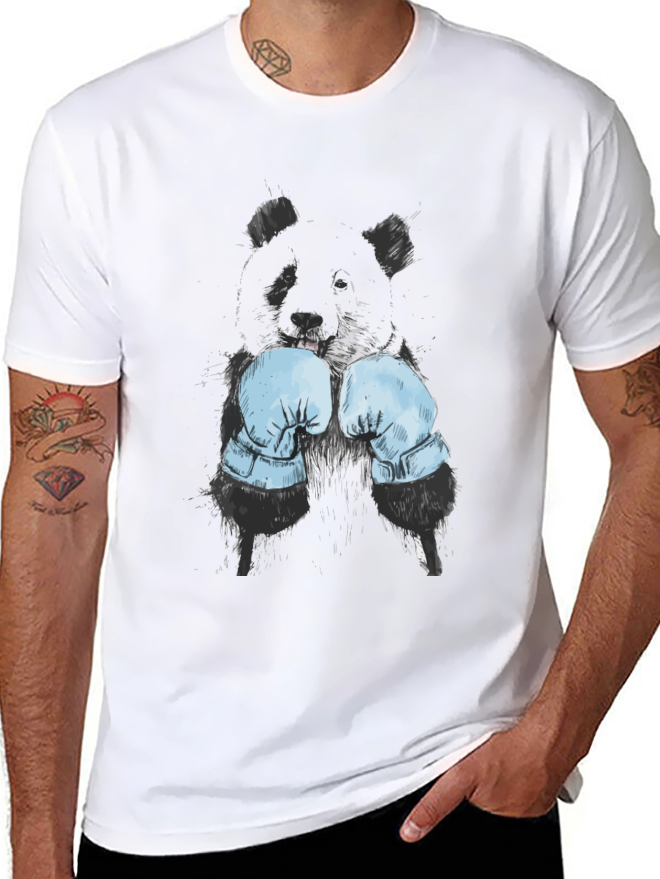 Black Boxer Panda Graphic T-Shirt view 8
