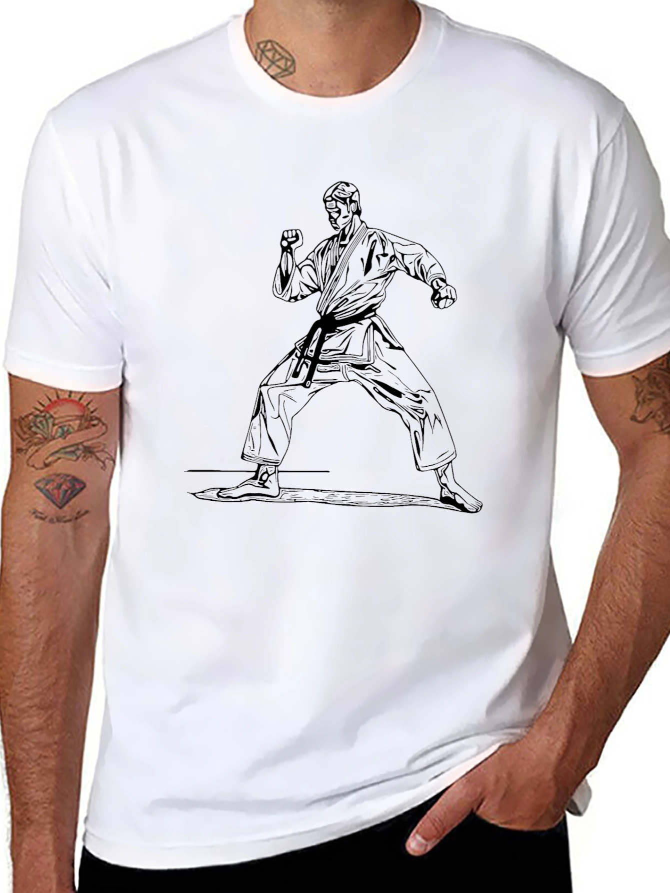 Black Karate Stance Graphic Tee - Martial Arts Black Shirt view 8