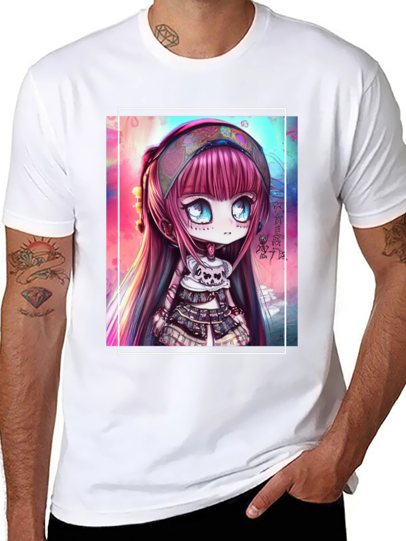 Black Anime Girl Graphic Black T-Shirt view 8