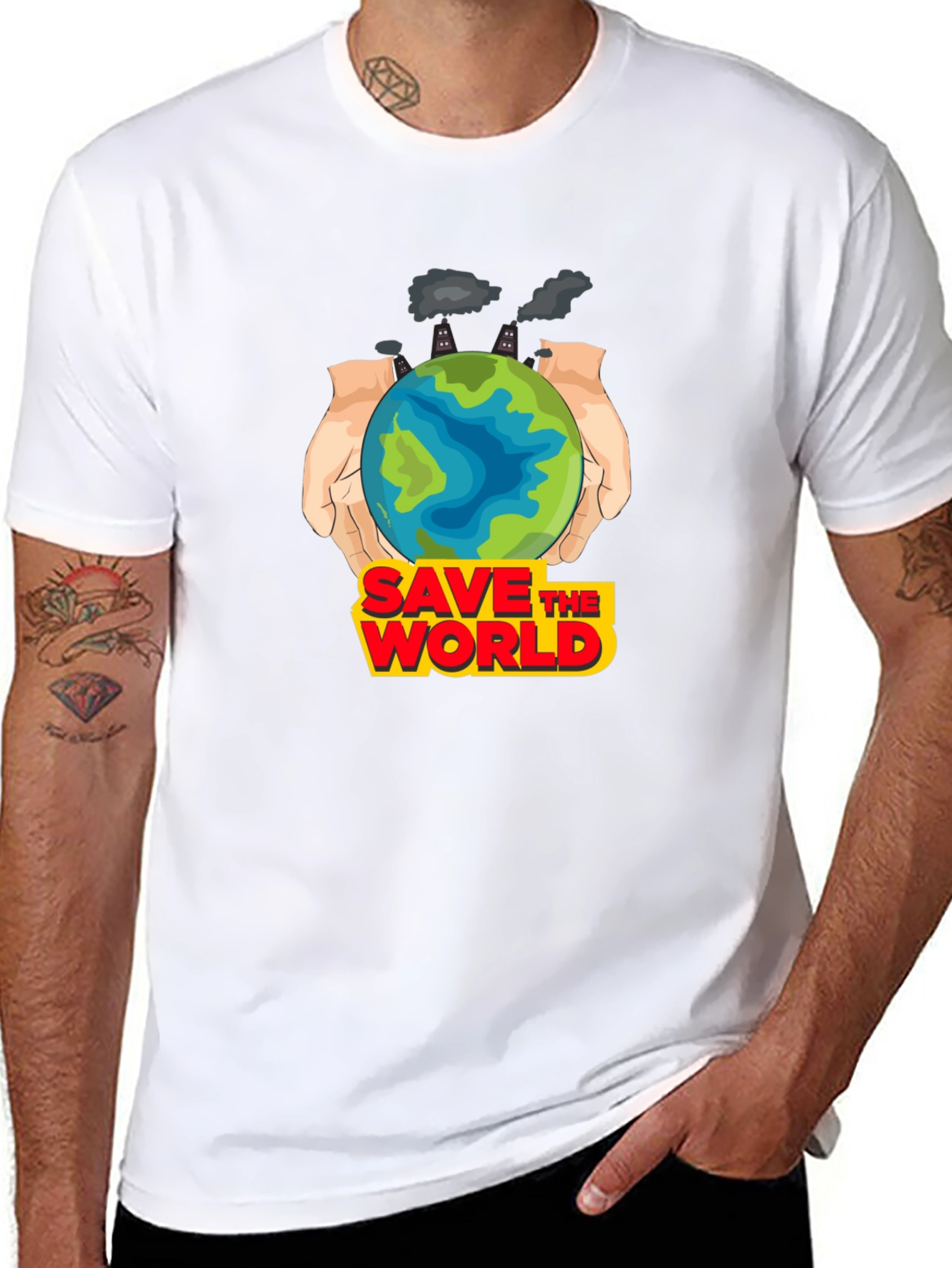 Black Save the World Graphic T-Shirt - Earth Day Apparel view 8