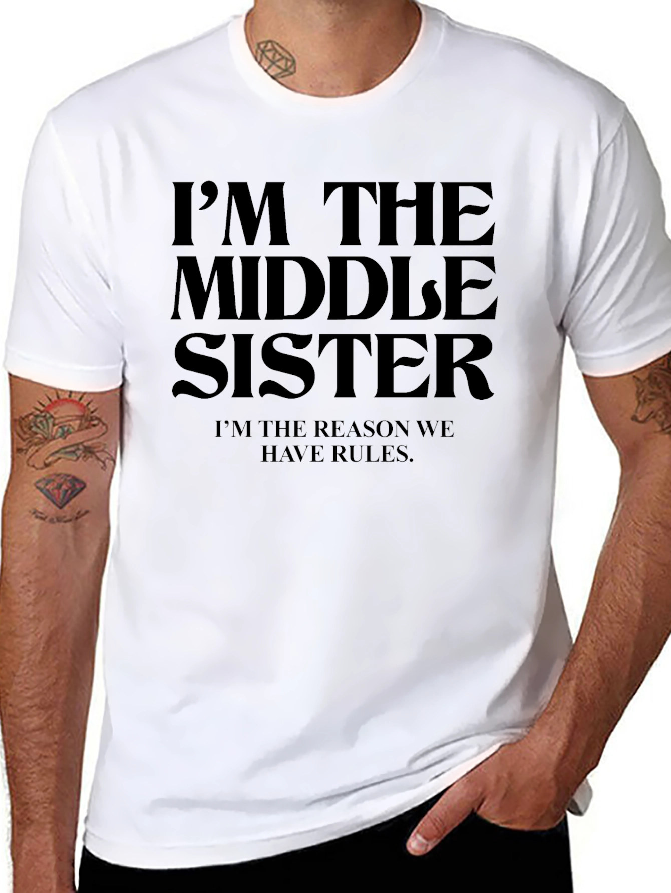 Black I'm The Middle Sister T-Shirt view 8