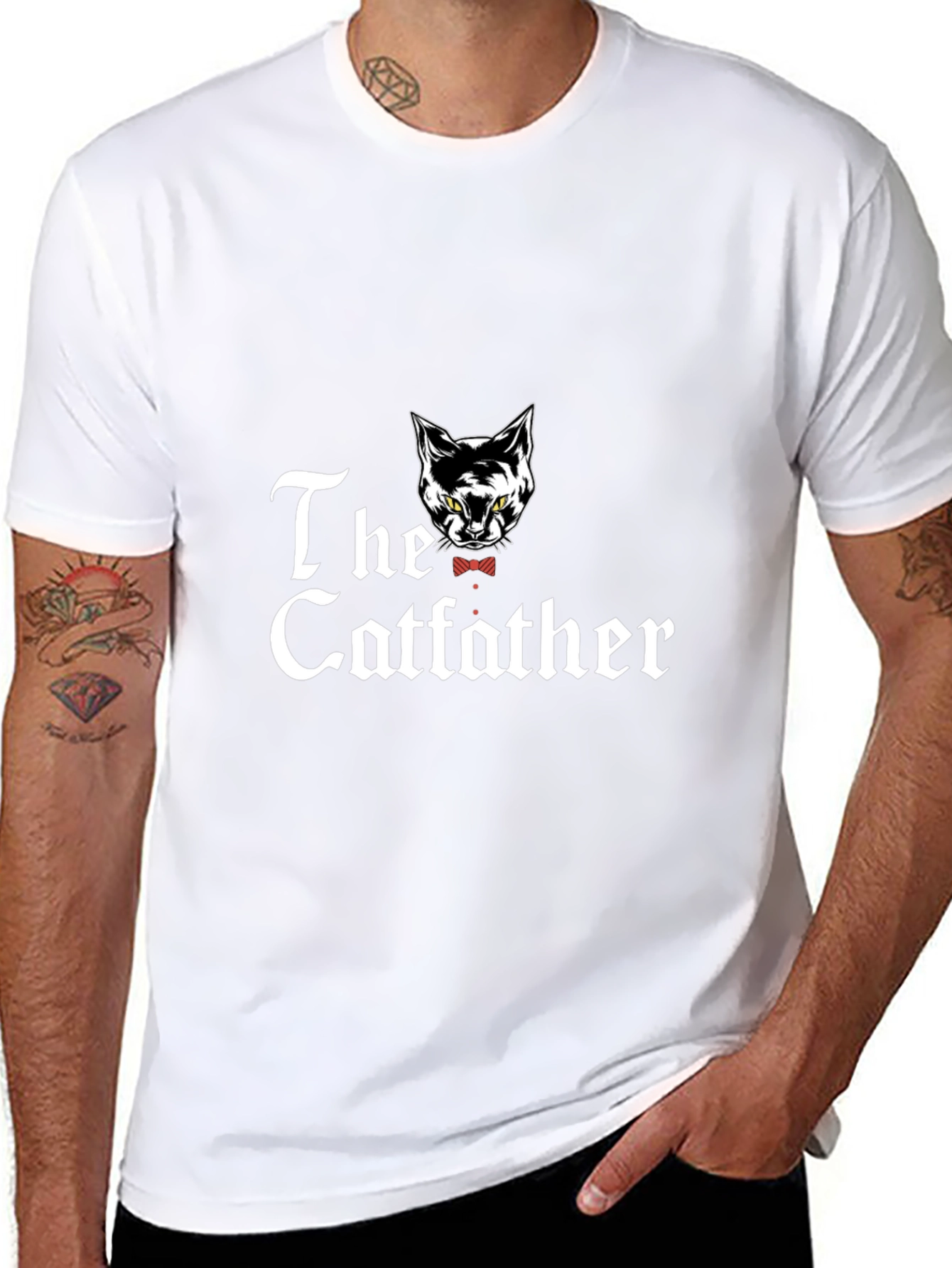 Black The Catfather T-Shirt -  Men's Black Tee view 8