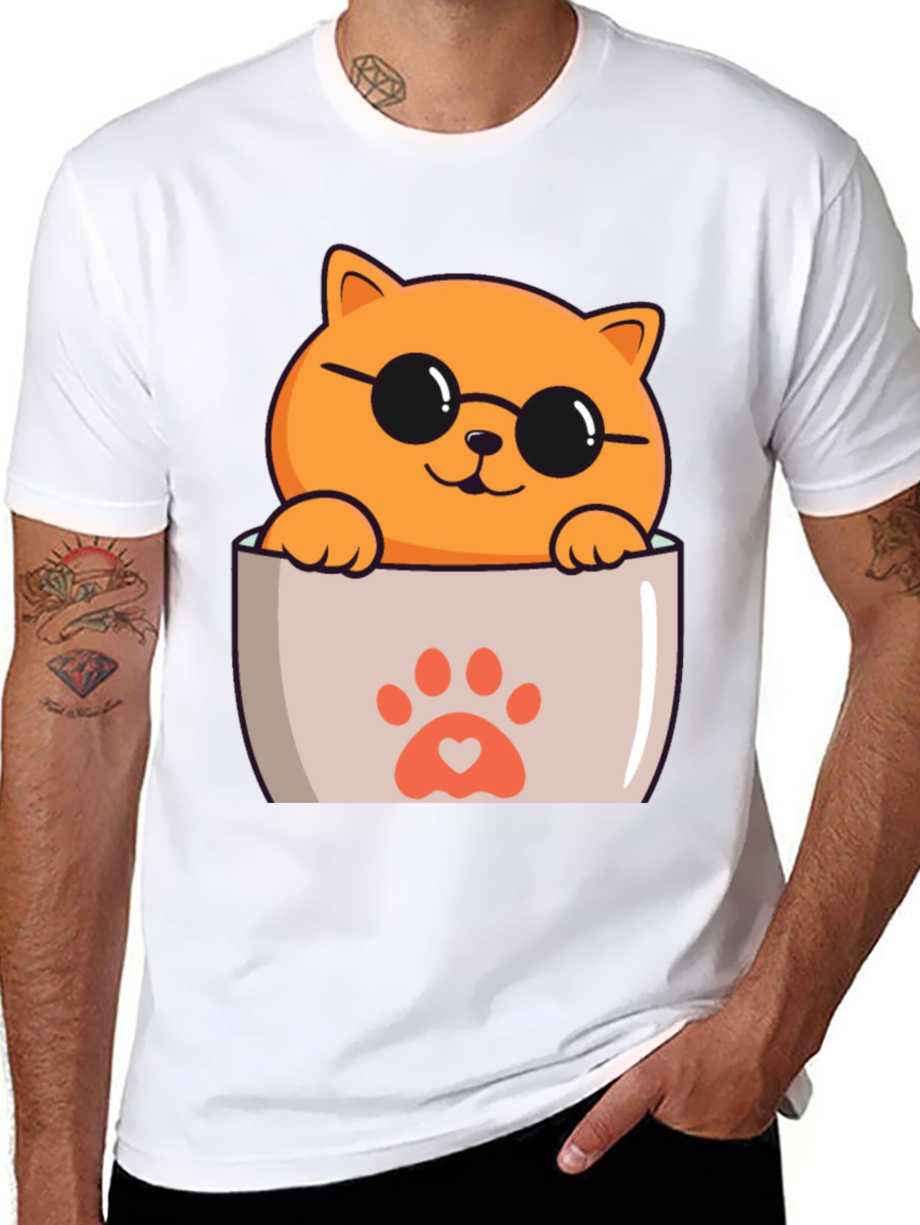 Black Cool Cat Pocket T-Shirt view 8