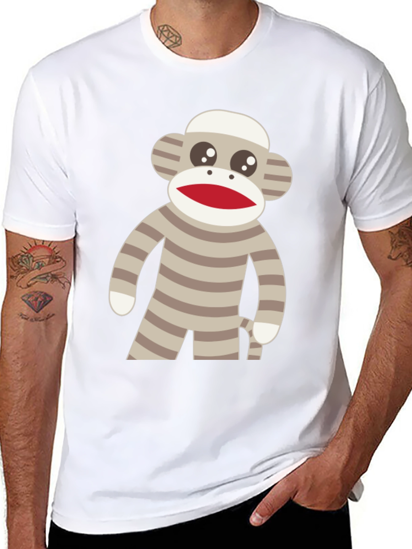 Black Sock Monkey Graphic Tee - Fun & Quirky Design view 8