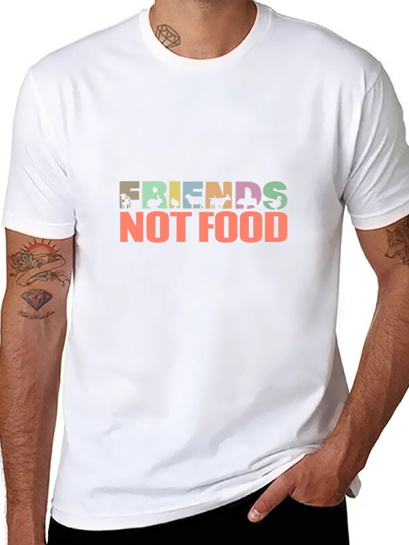 Black Friends Not Food Vegan T-Shirt view 8