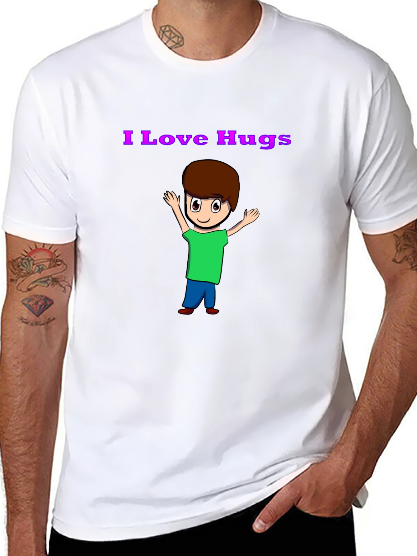 Black I Love Hugs Graphic T-Shirt view 8