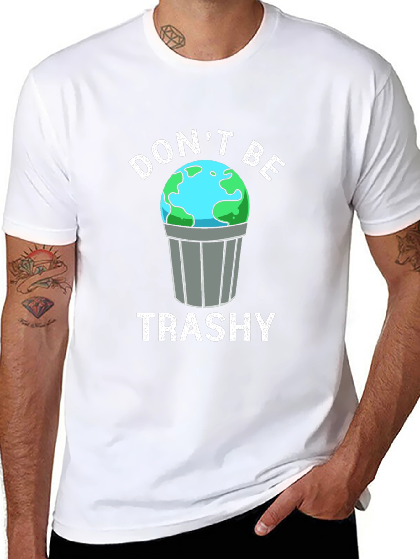 Black Don't Be Trashy Earth Graphic T-Shirt view 8