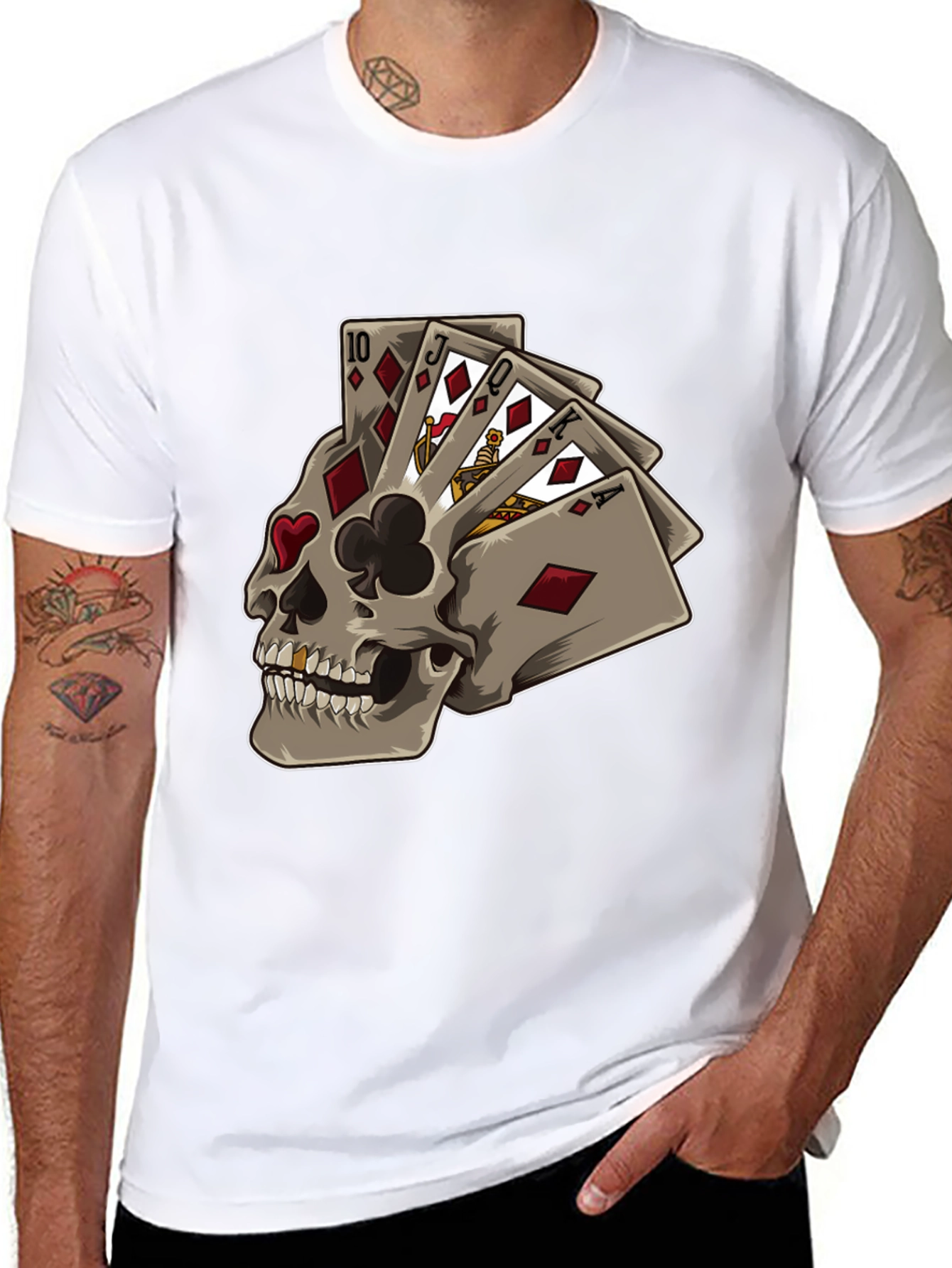 Black Skull Playing Card Graphic Tee view 8