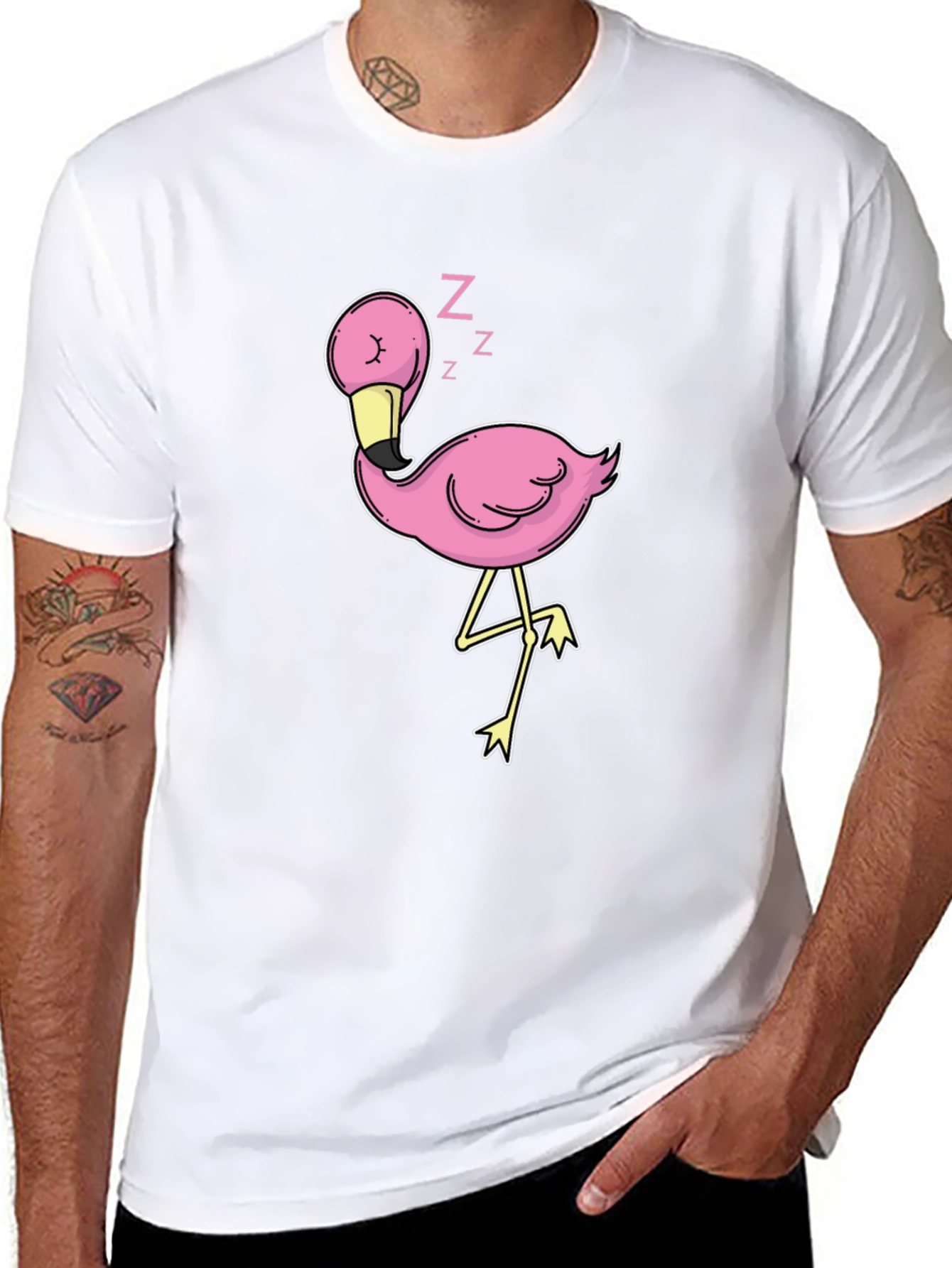 Black Sleeping Flamingo Graphic Tee - Black view 8