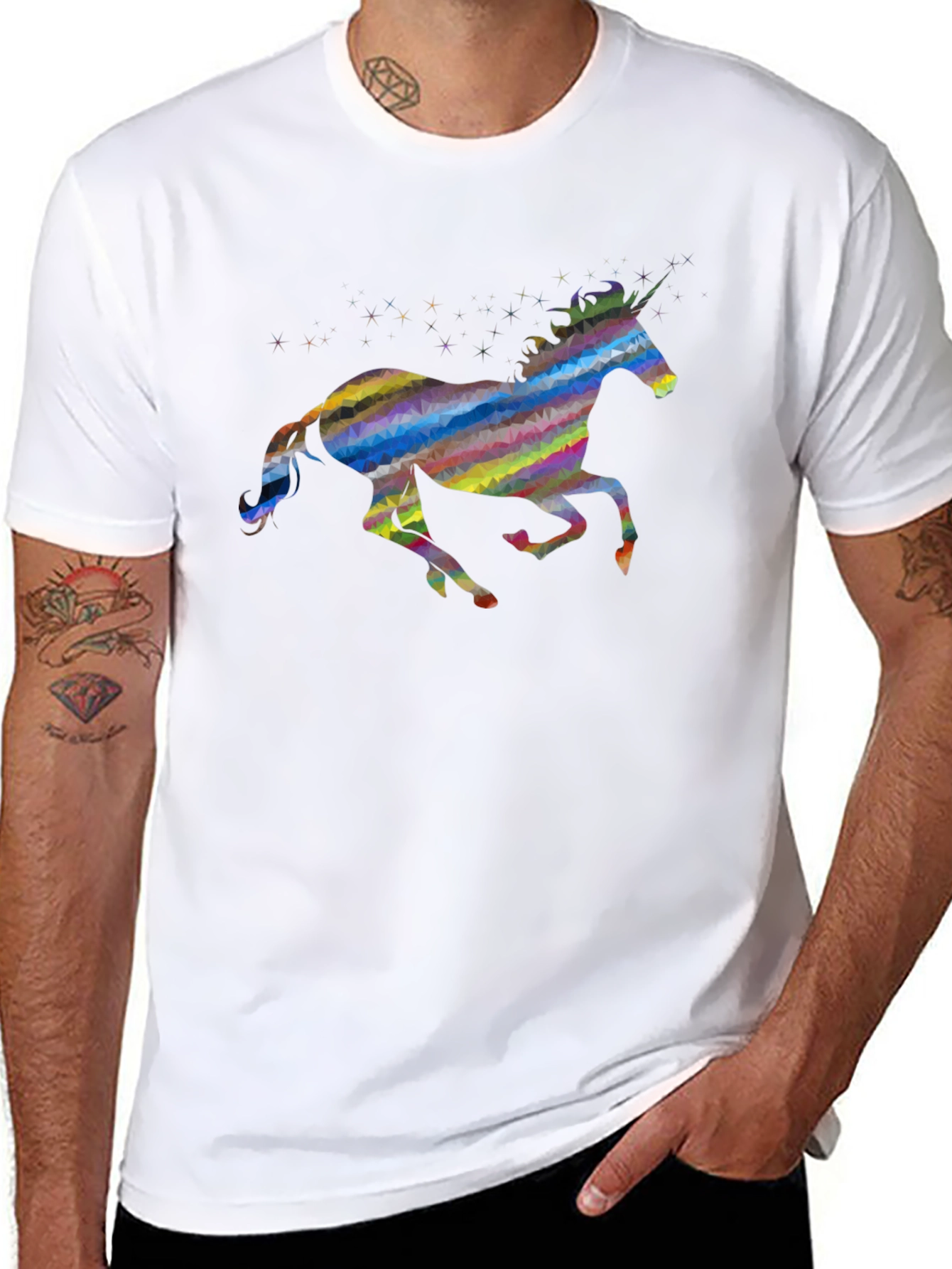 Black Rainbow Unicorn Graphic Tee - Black view 8