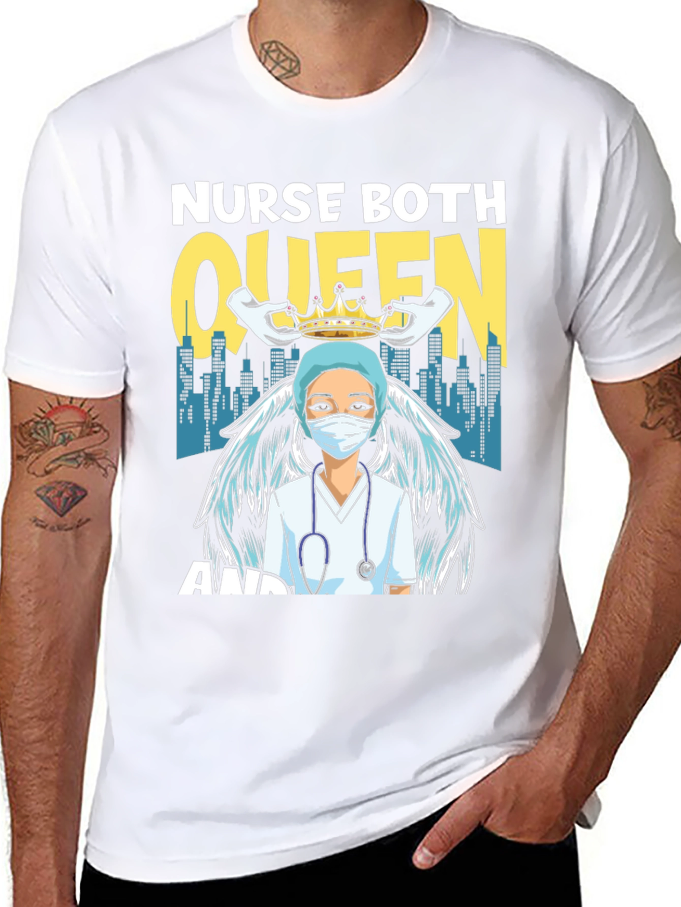 Black Nurse Queen T-Shirt - Essential Worker Apparel view 8