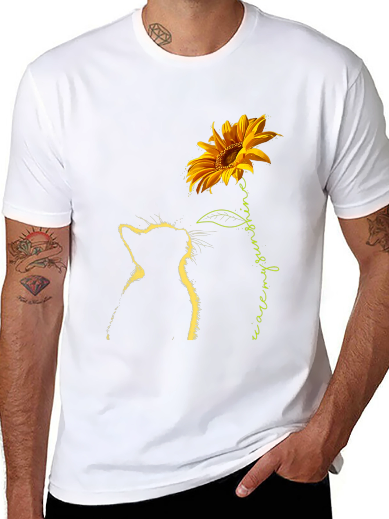 Black Cat & Sunflower Graphic Tee - Black view 8