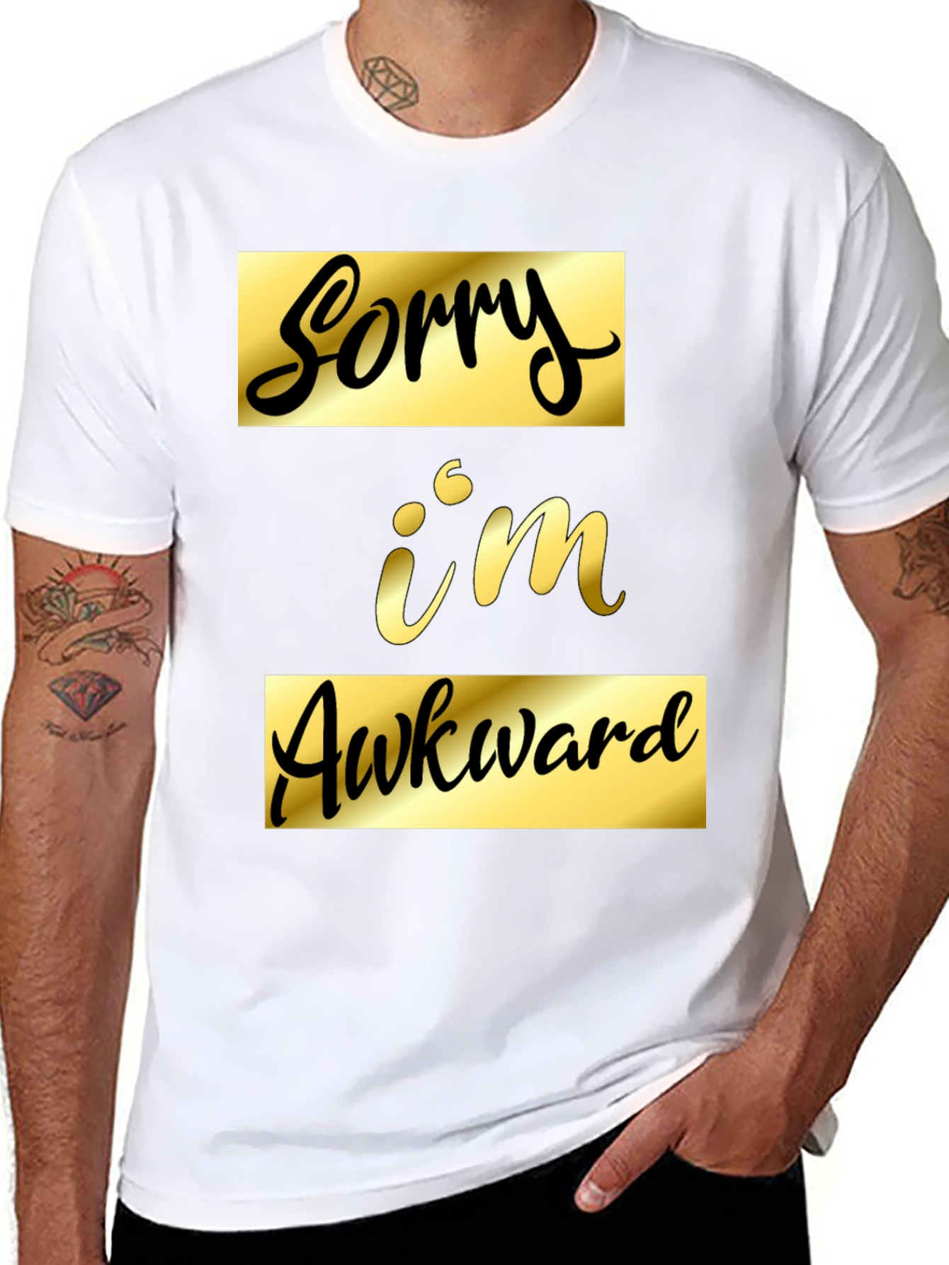 Black Sorry I'm Awkward Black Graphic Tee view 8