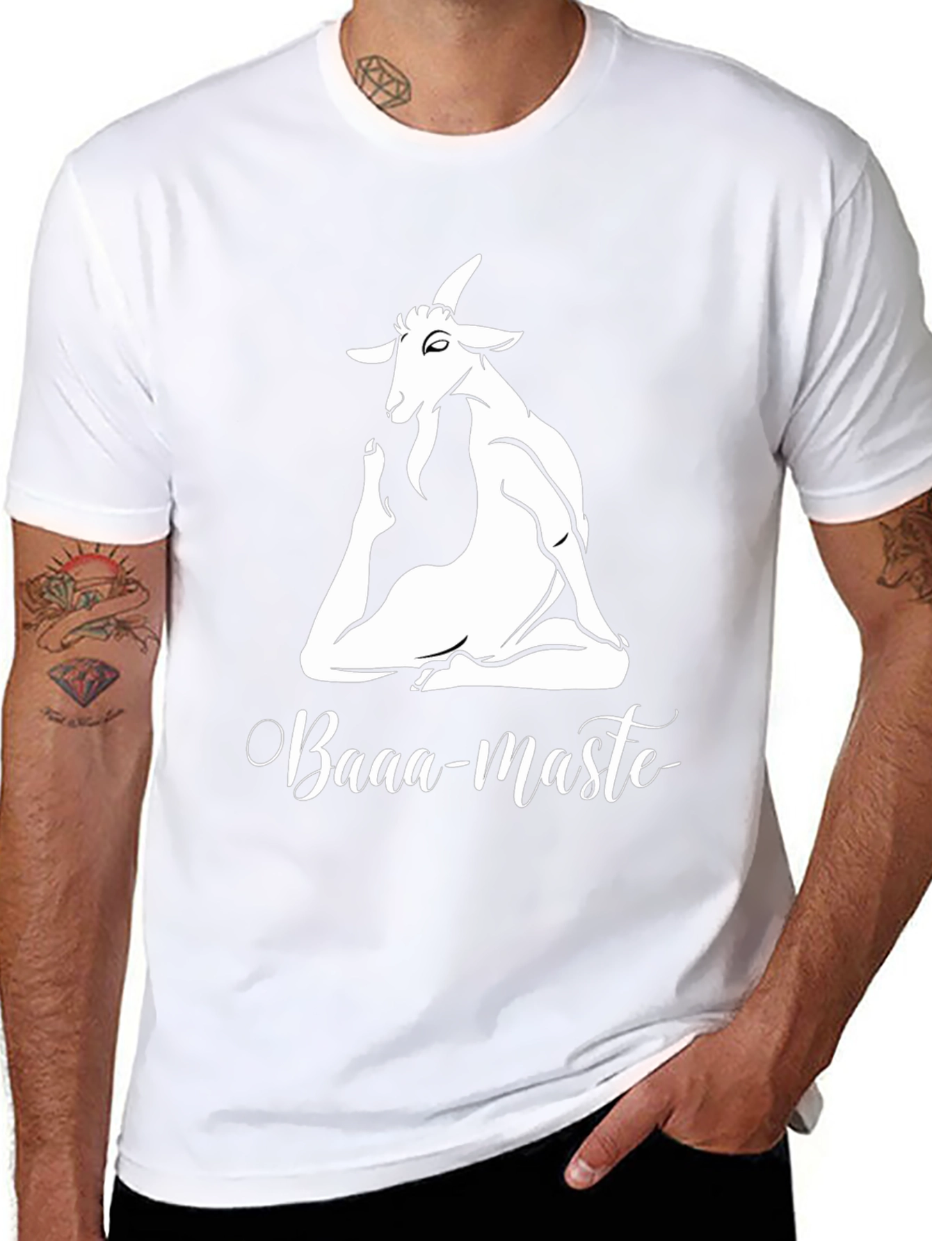 Black Yoga Goat Tee: Baaa-maste Black T-Shirt view 8