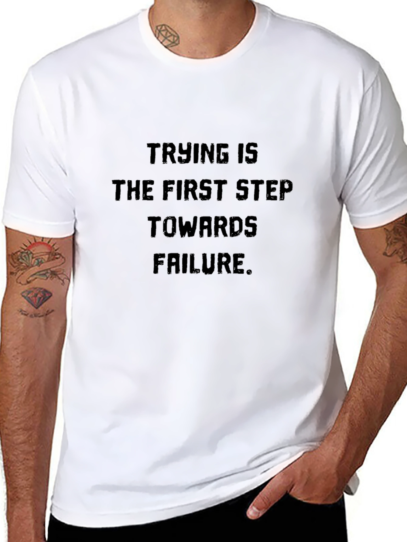 Black Trying Is Failure T-Shirt - Bold Statement Tee view 8
