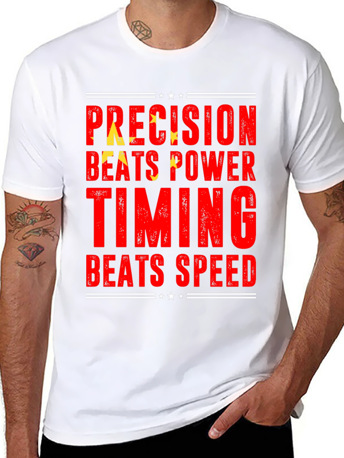 Black Precision Beats Power Timing Speed Tee view 8