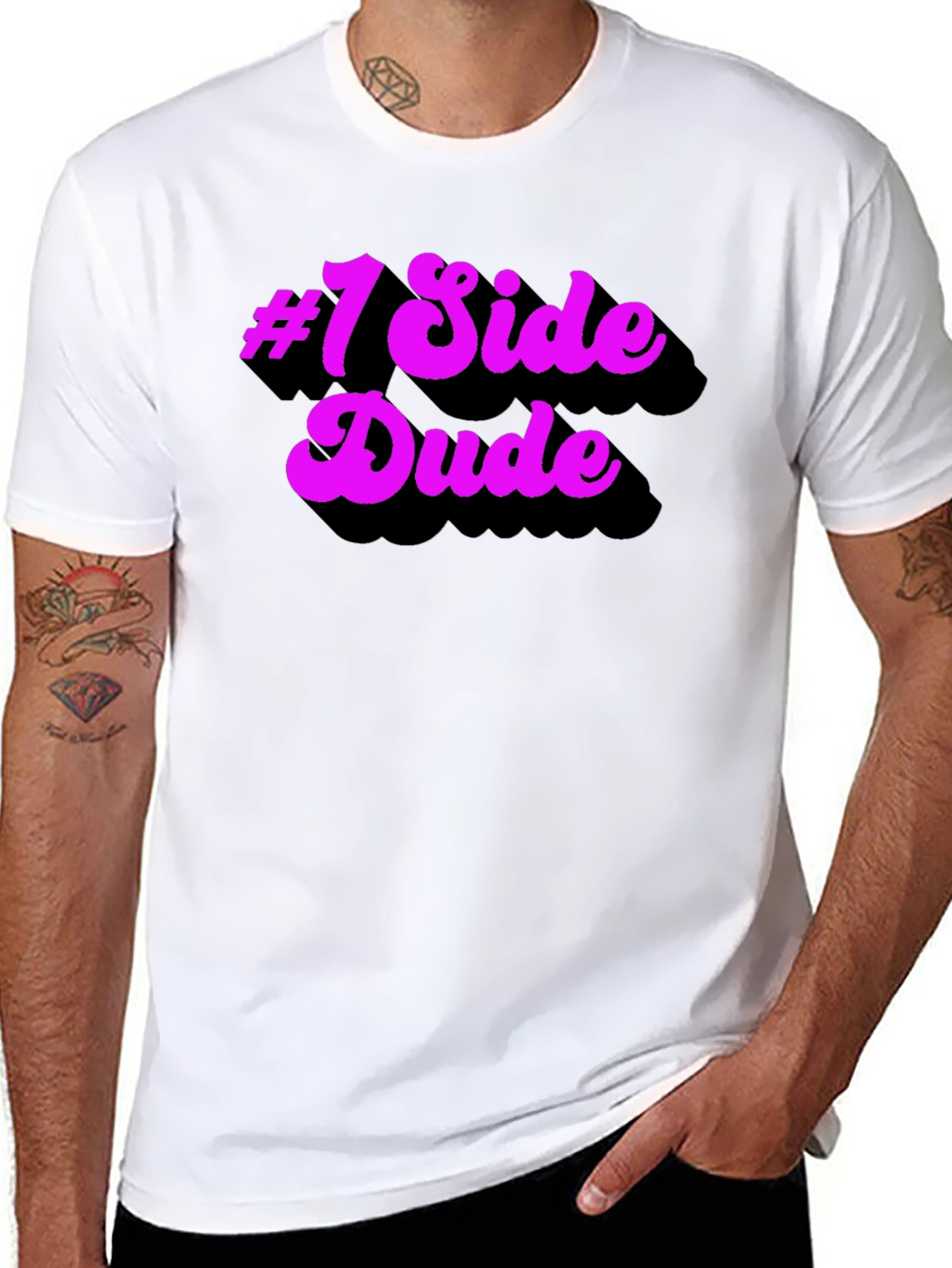 Black #1 Side Dude T-Shirt - Funny Novelty Tee view 8