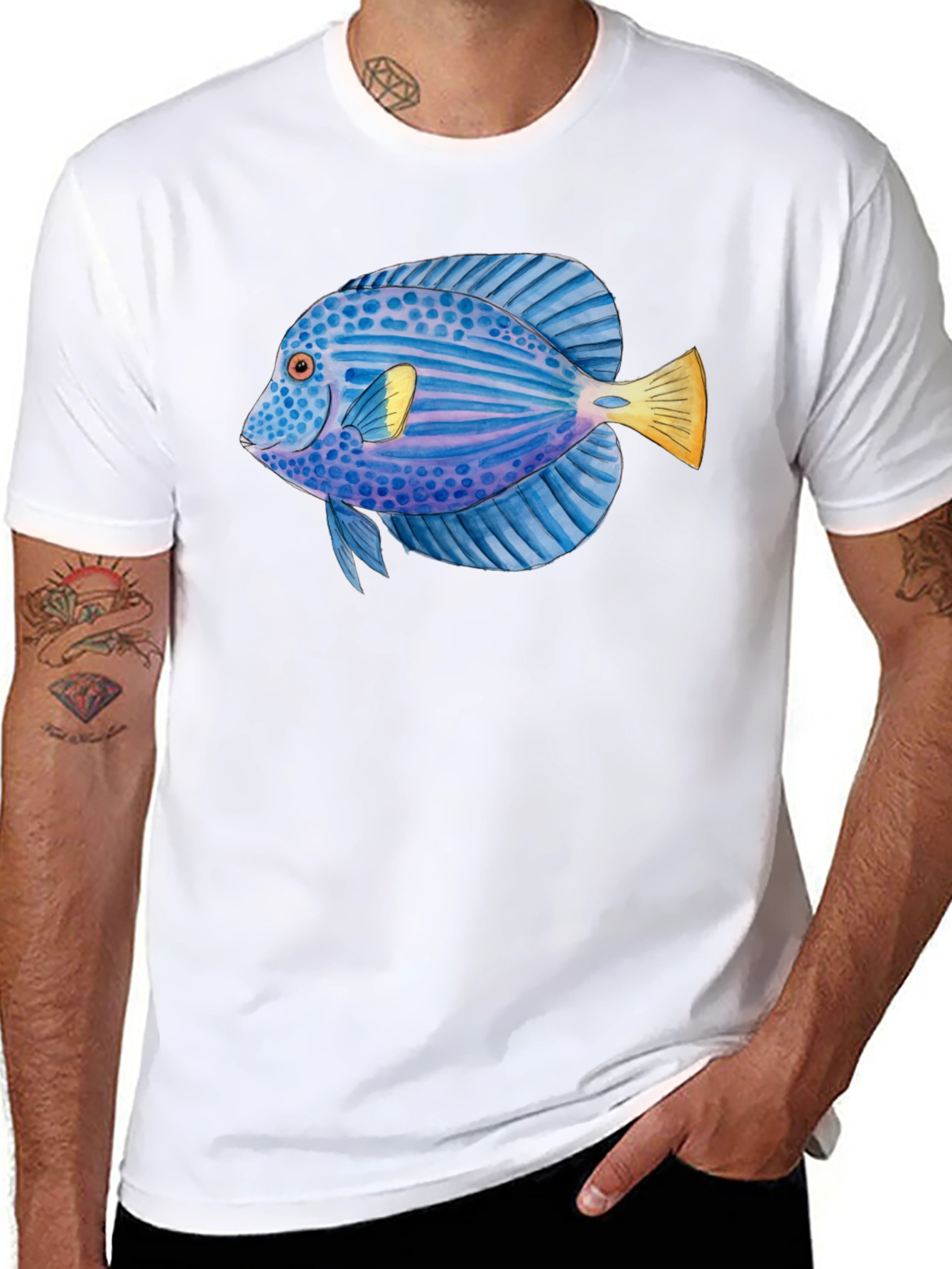 Black Cool Fish Graphic T-Shirt view 8