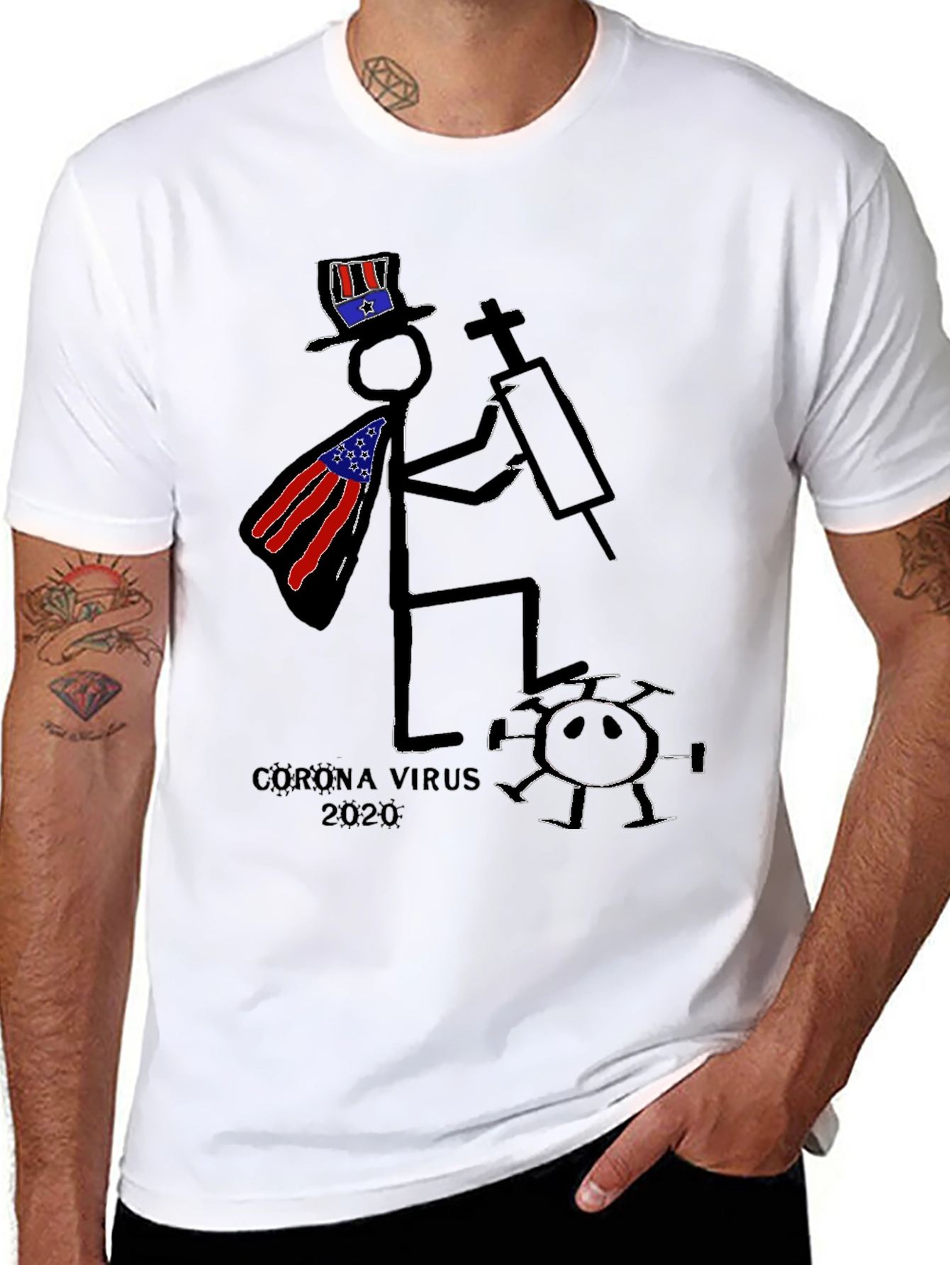 Black Satirical Corona Virus T-Shirt view 8