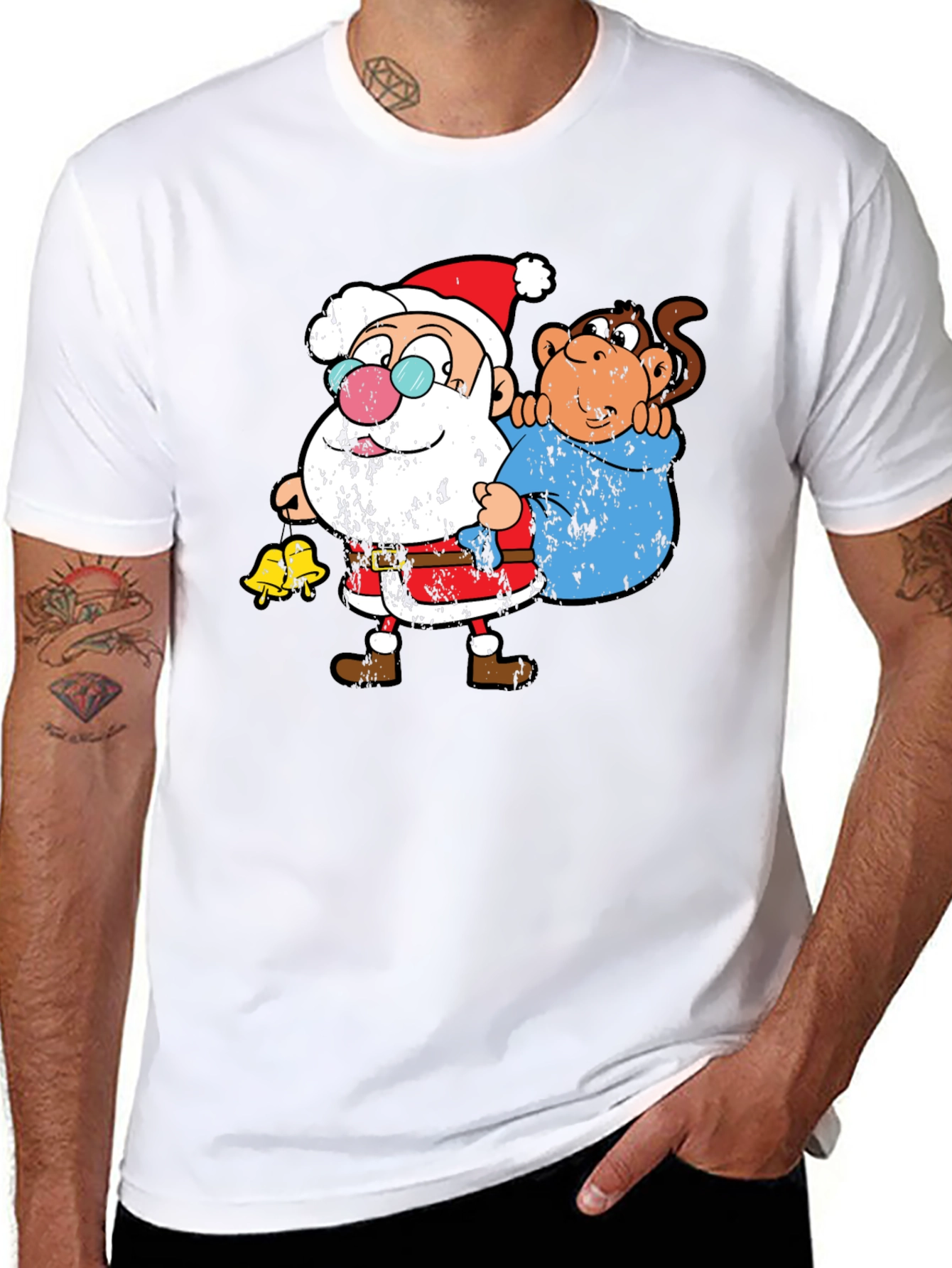 Black Santa & Monkey Graphic T-Shirt view 8