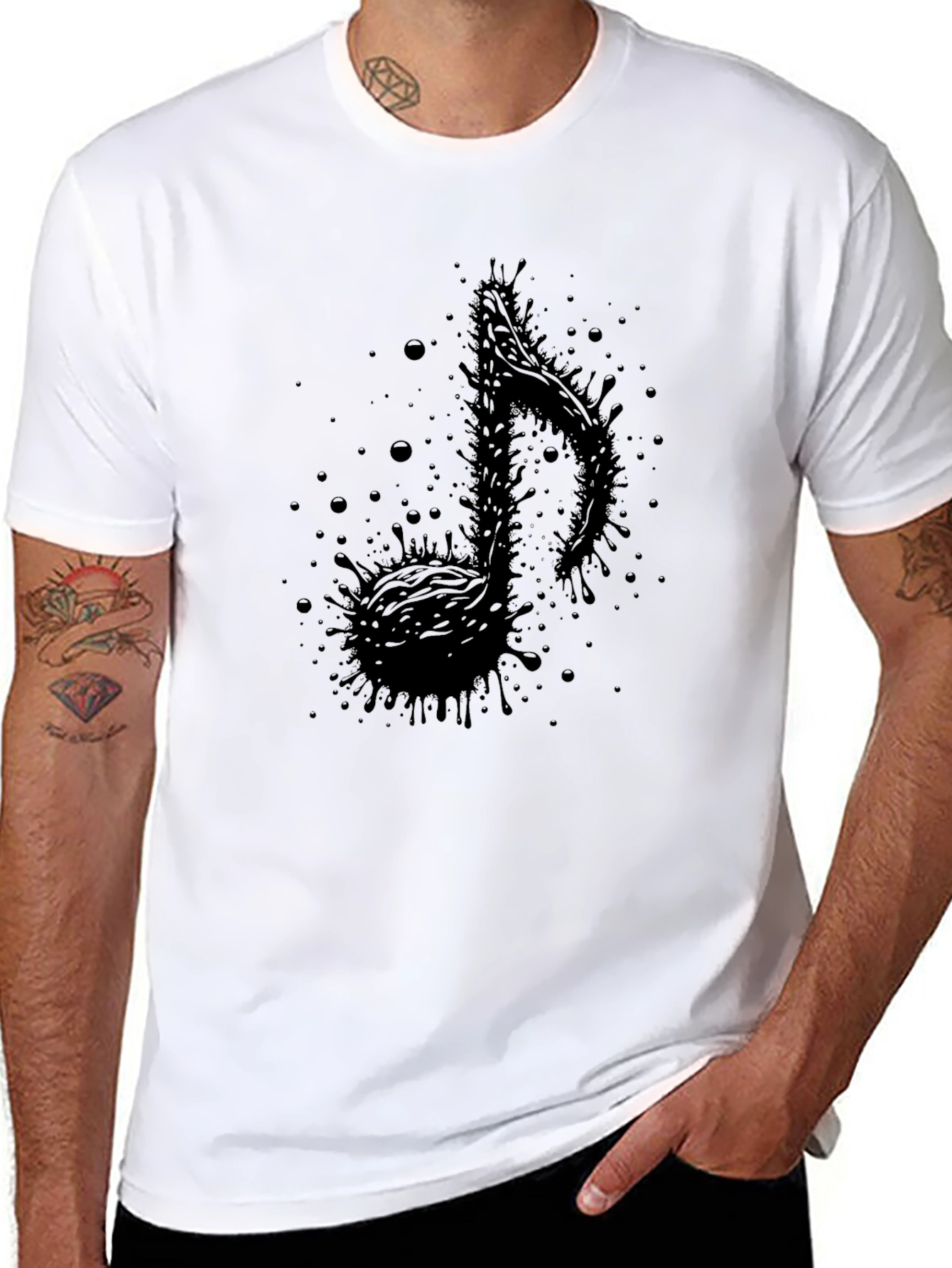 Black Black Music Note Graphic Tee view 8