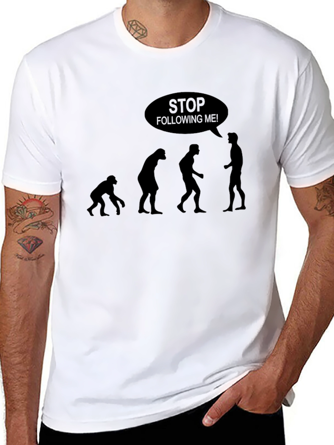 Black Evolution Stop Following Me T-Shirt view 8