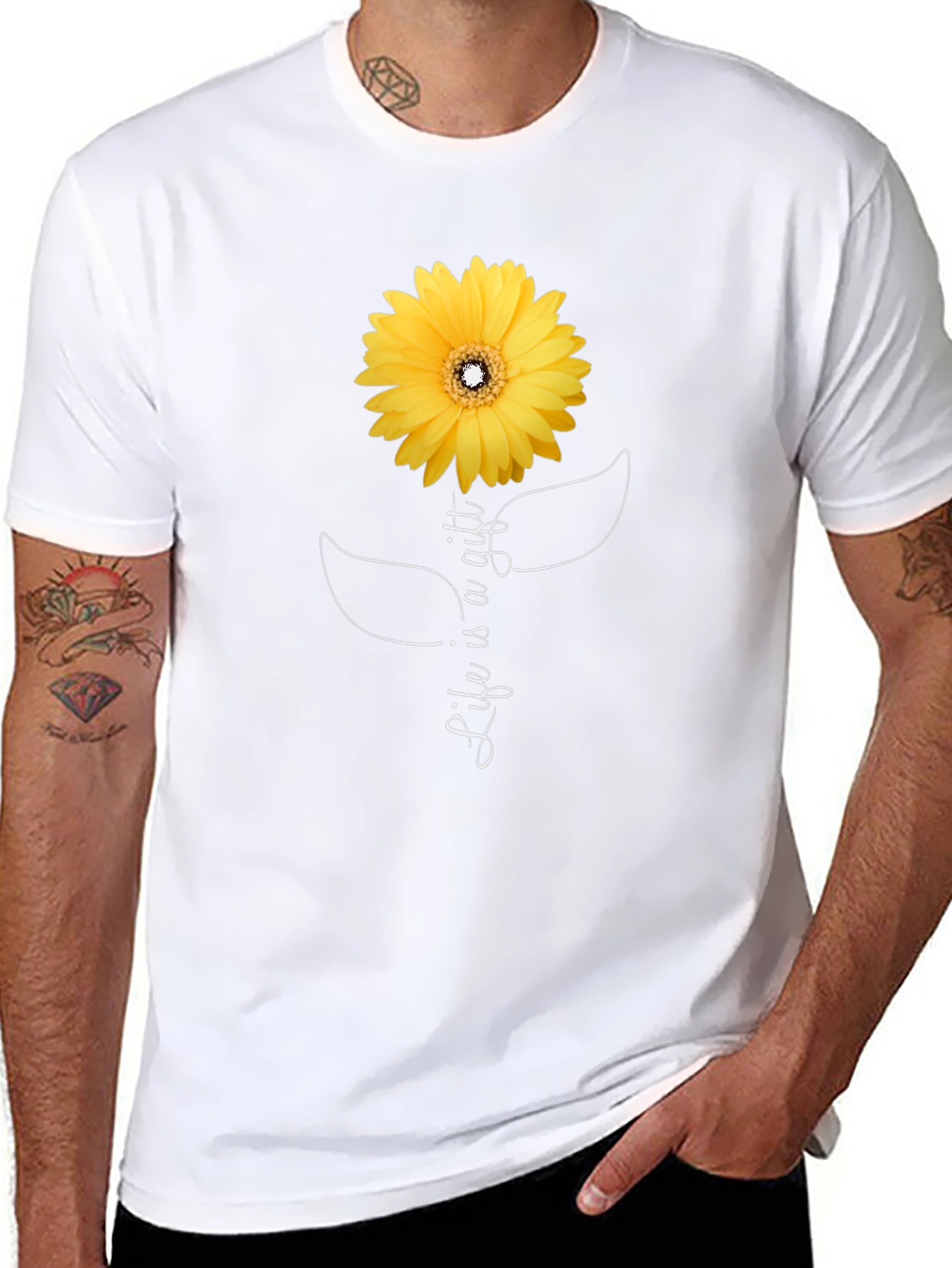 Black Life is a Gift Sunflower Black T-Shirt view 8