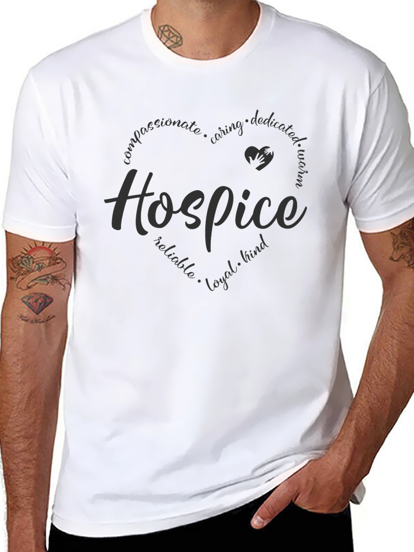 Hospice Heart Design Black T-Shirt - 8