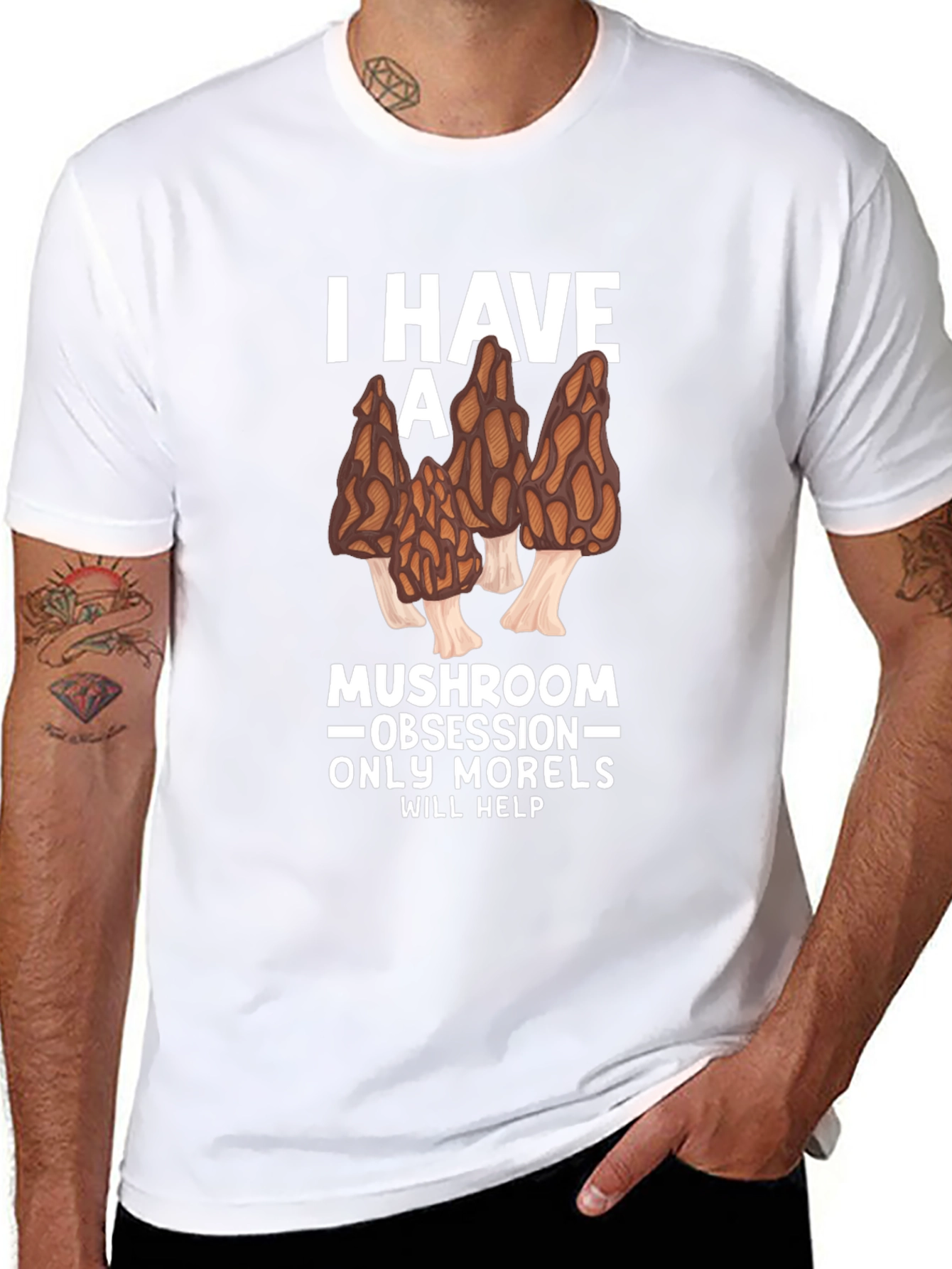 Black Mushroom Obsession Morel T-Shirt view 8