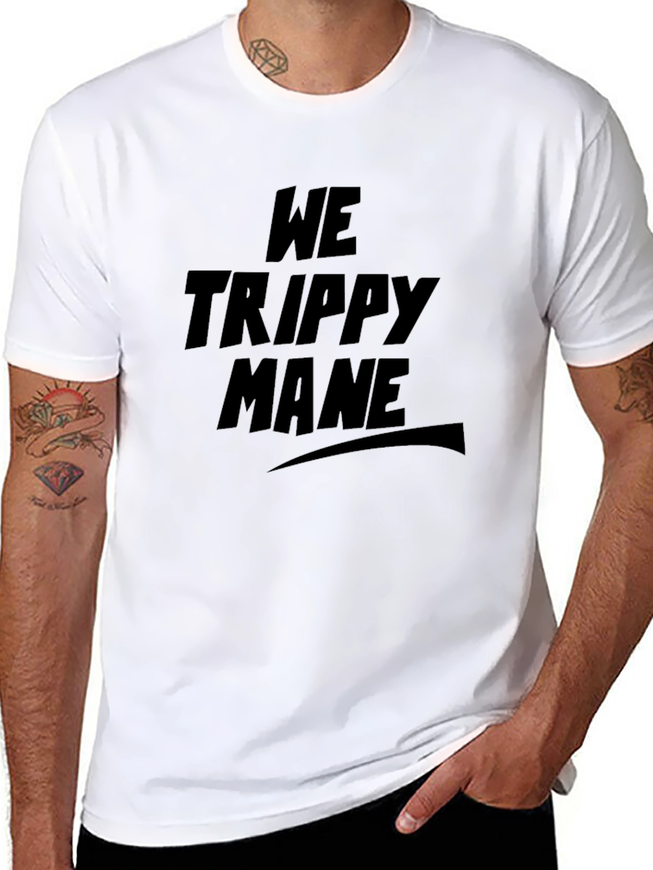 Black We Trippy Mane Black T-Shirt view 8