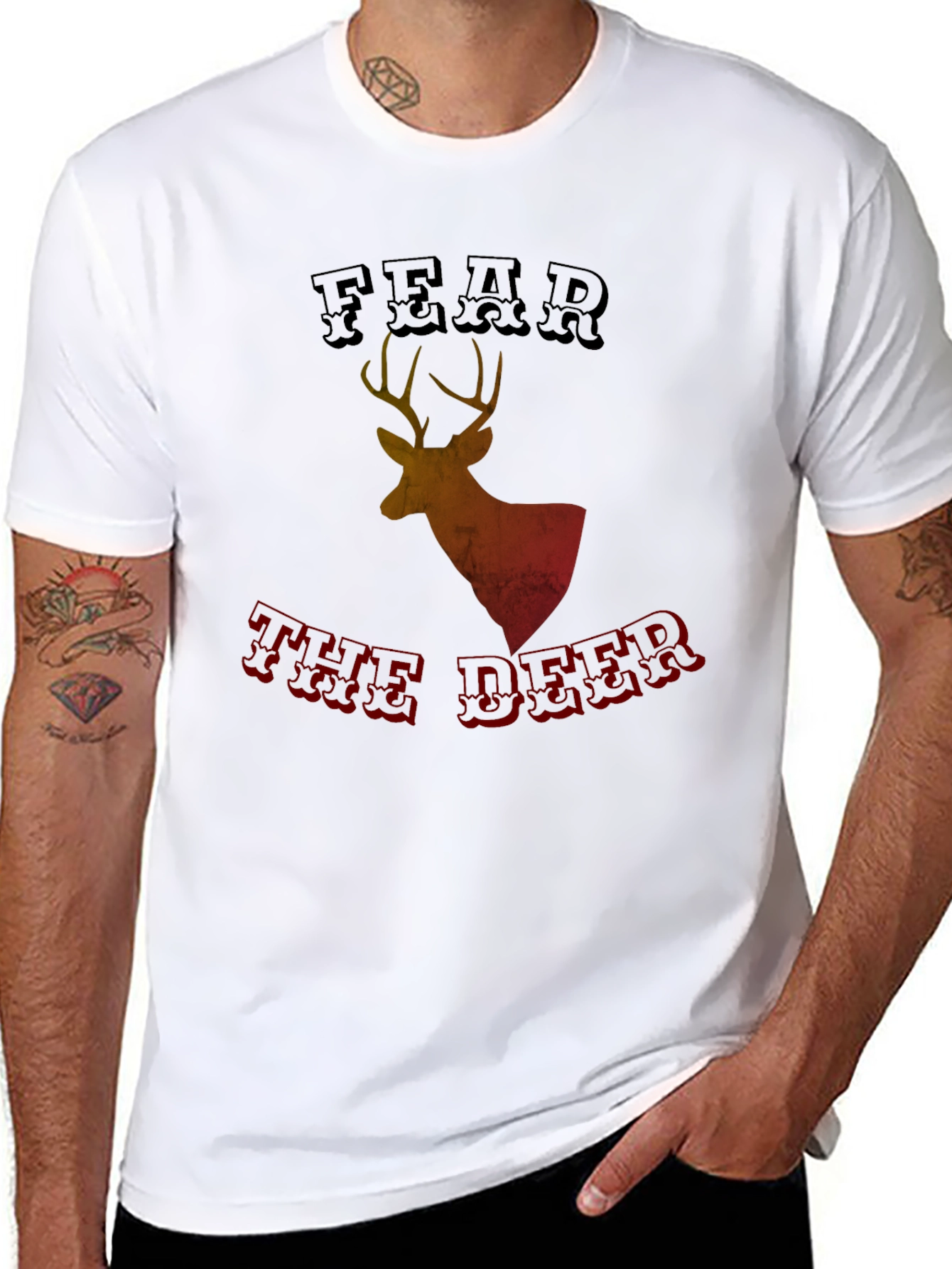 Black Fear the Deer Graphic Tee - Black view 8