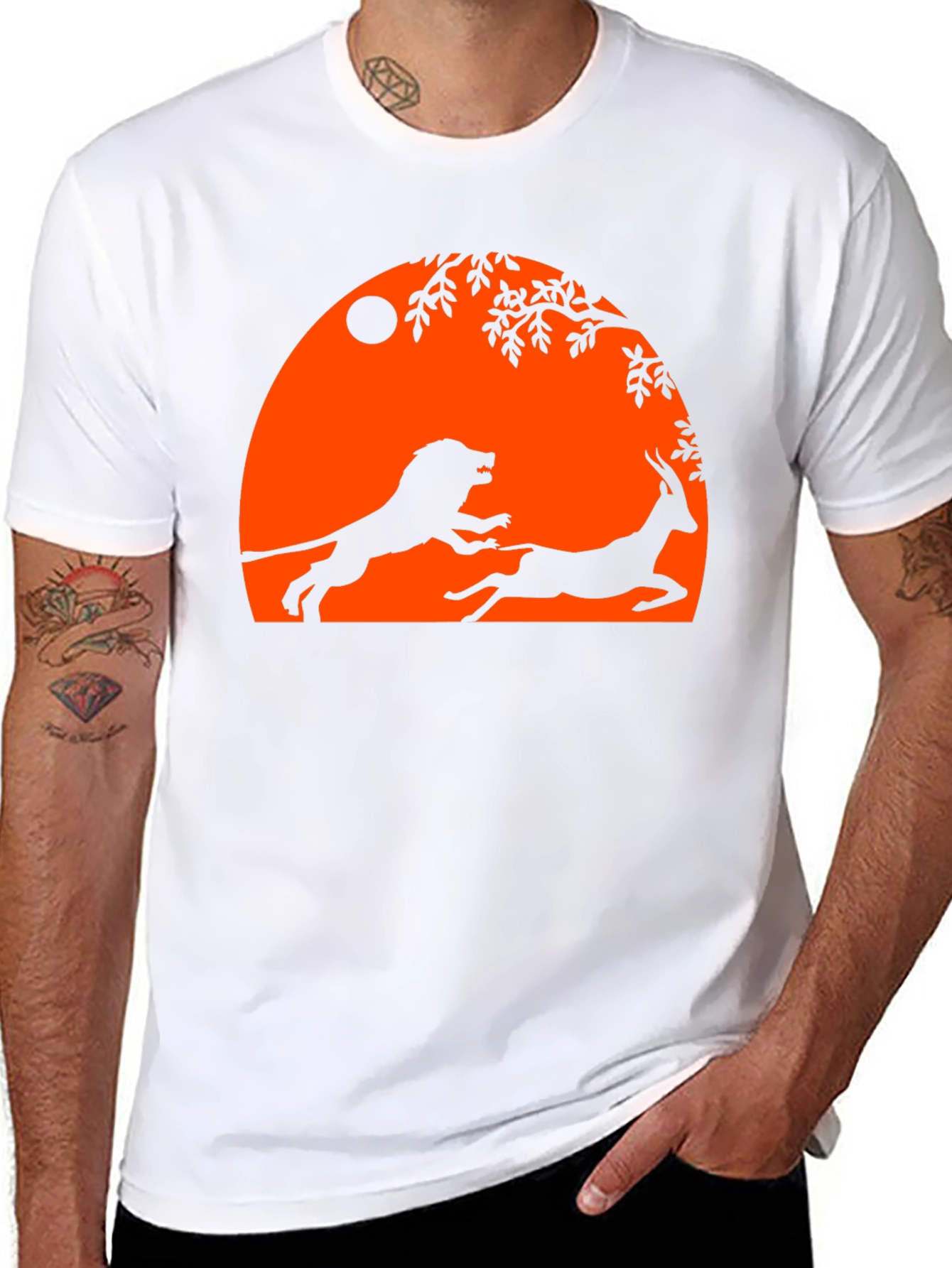 Black Lion and Antelope Graphic Tee - Black view 8