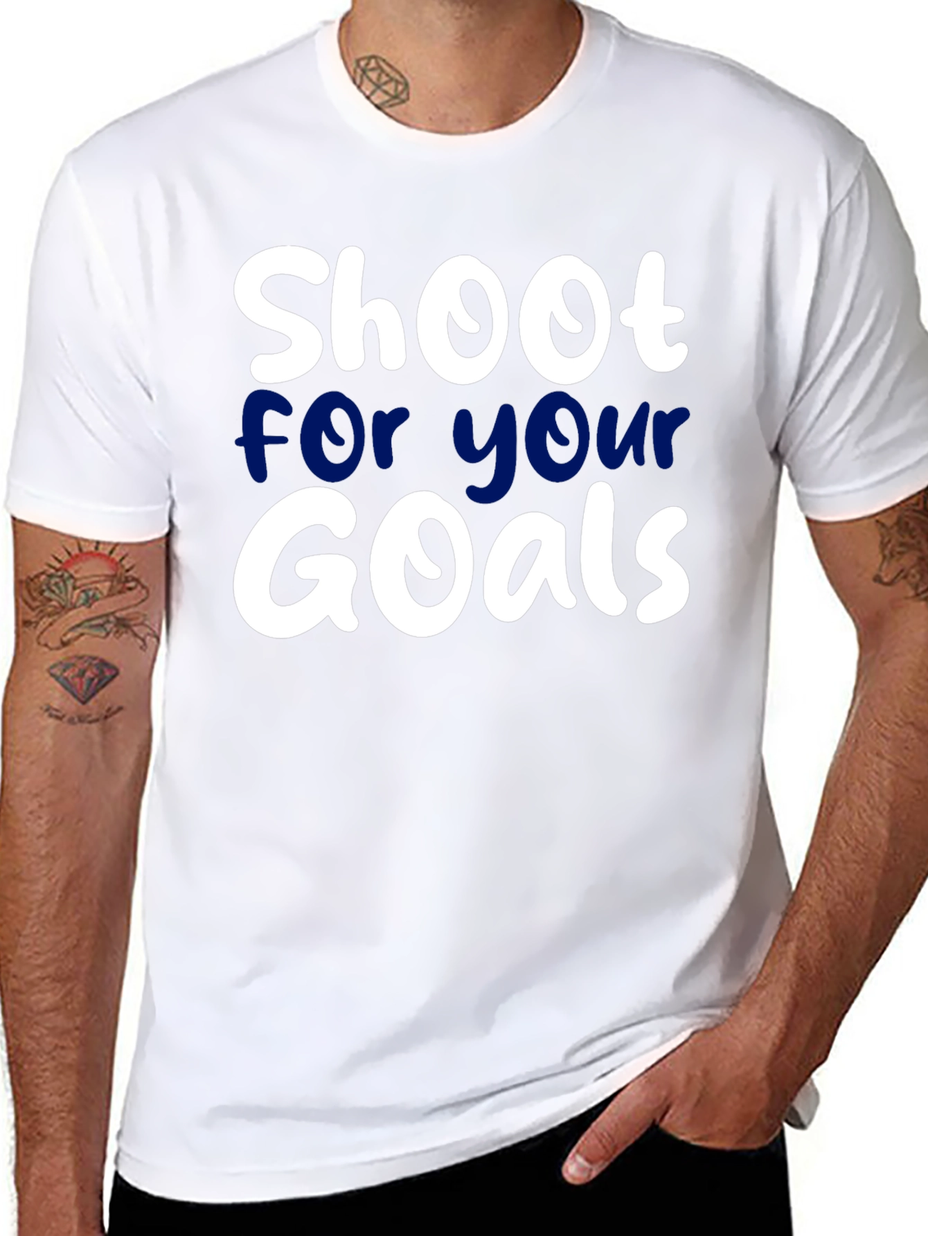 Black Shoot For Your Goals T-Shirt Black Cotton view 8