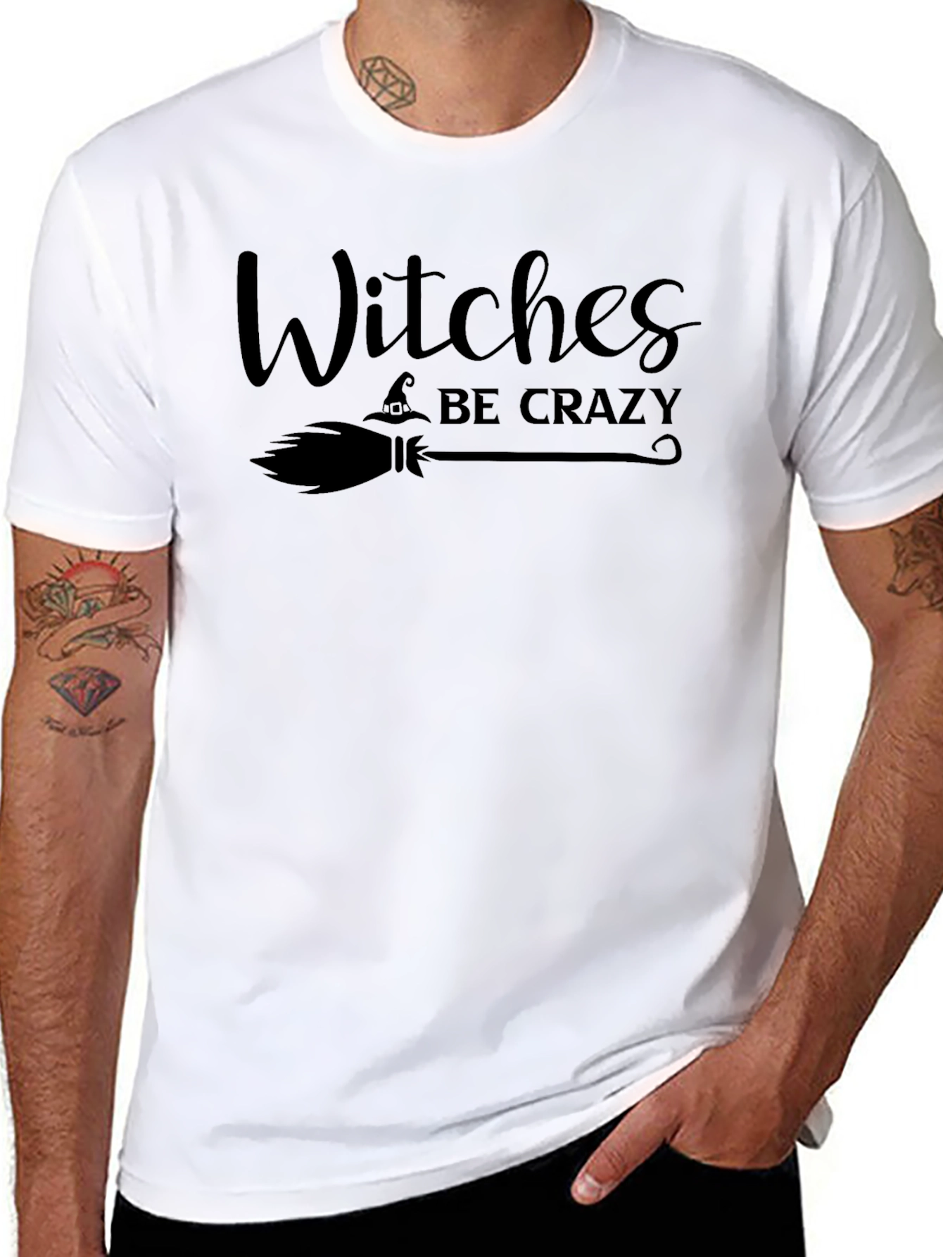 Black Witches Be Crazy Graphic Tee - Black Cotton T-Shirt view 8
