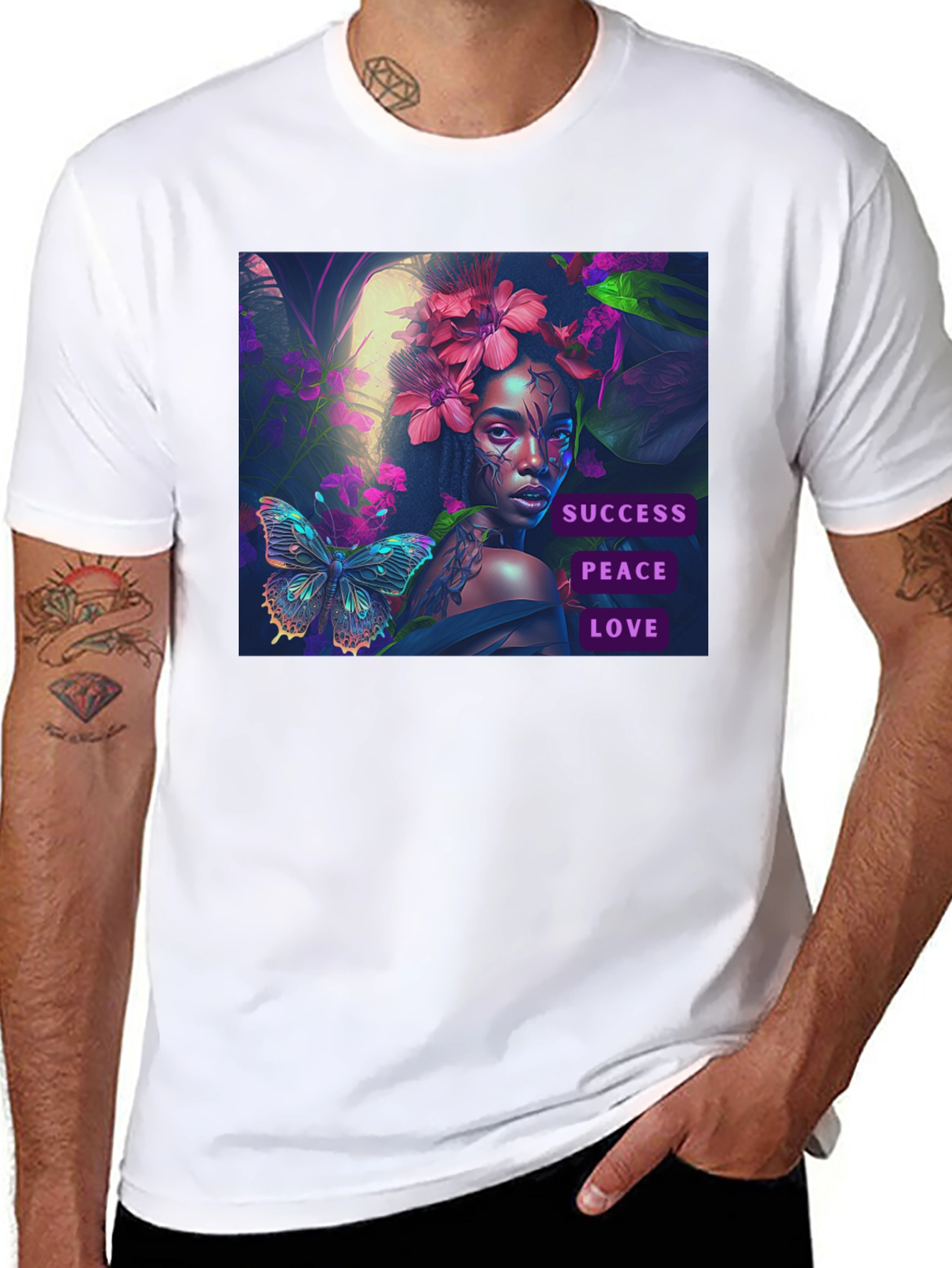 Black Success, Peace, Love Black T-Shirt view 8