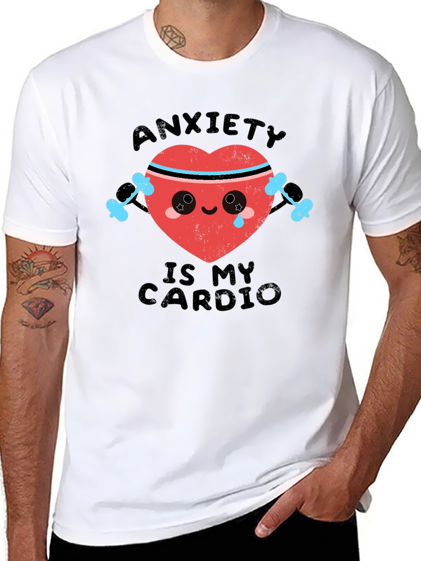 Black Anxiety Is My Cardio Funny Workout T-Shirt view 8